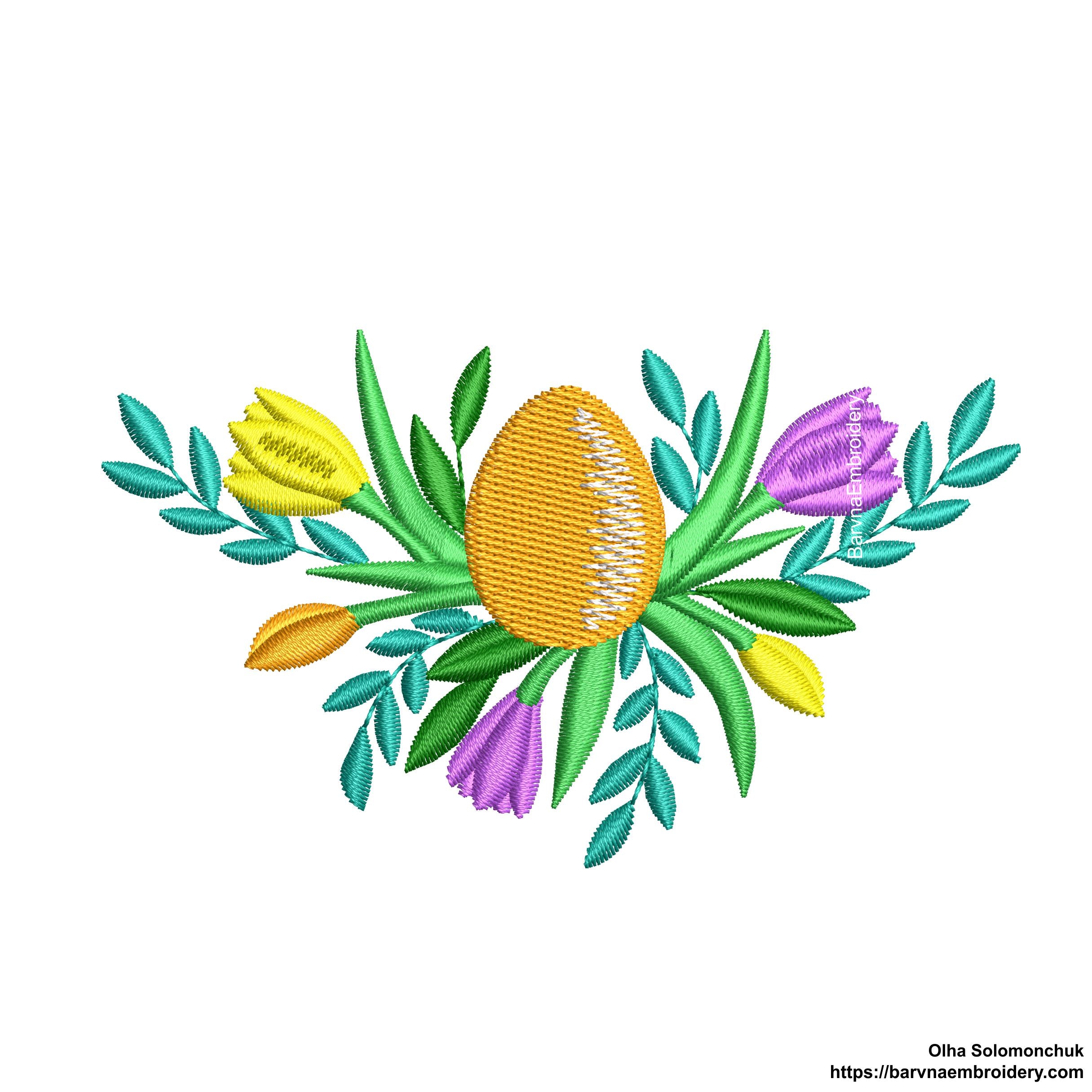 Easter egg with flowers embroidery designs for machine. – BarvnaEmbroidery