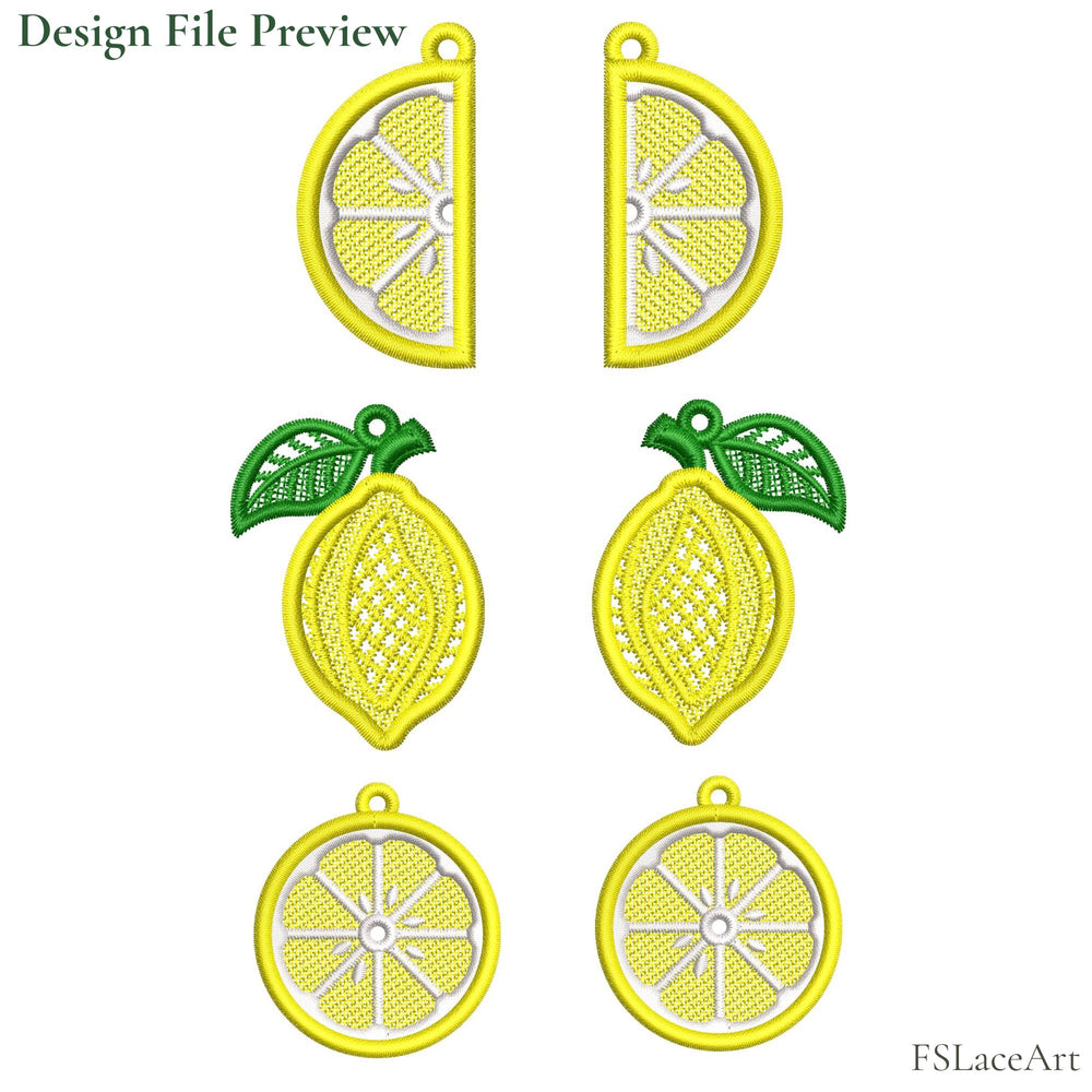 Lemon FSL embroidery design file preview, three shapes
