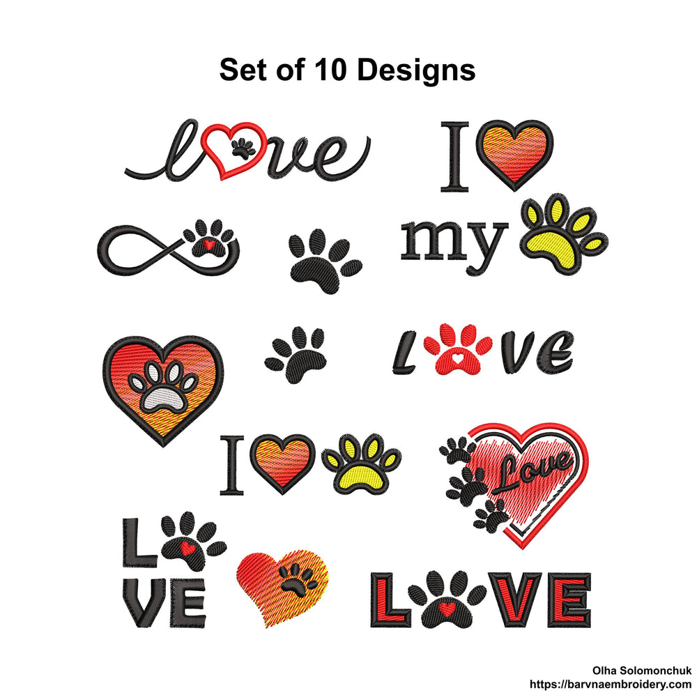 Paws Machine Embroidery Designs, Pets embroidery designs for machine, Set embroidery, Bundle embroidery designs, Valentines embroidery files, Instant download, digital download