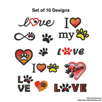 Paws Machine Embroidery Designs, Pets embroidery designs for machine, Set embroidery, Bundle embroidery designs, Valentines embroidery files, Instant download, digital download