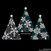 Christmas tree machine embroidery designs, Snowflakes embroidery, Instant download