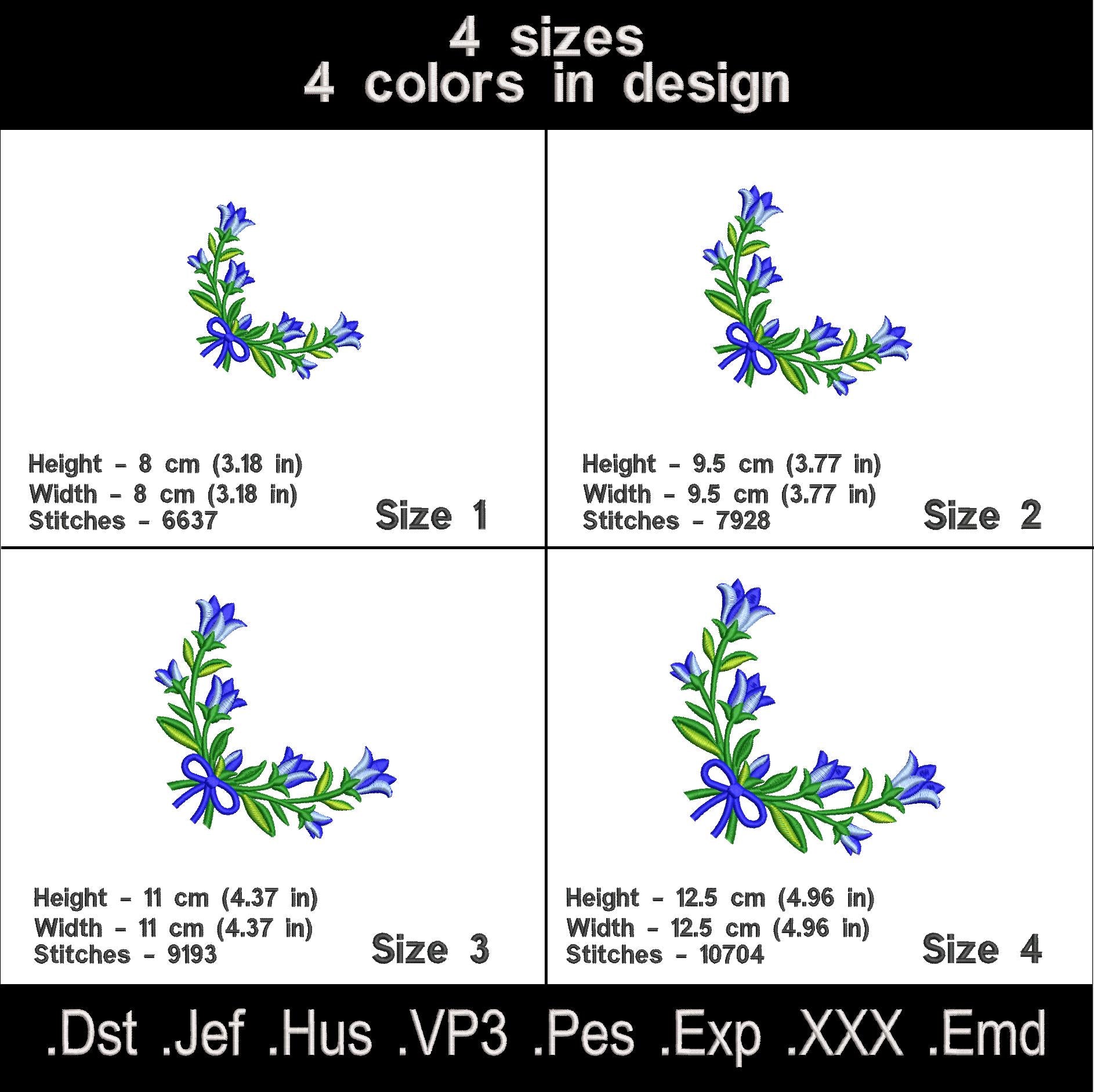 Bellflower Corner Machine Embroidery Design