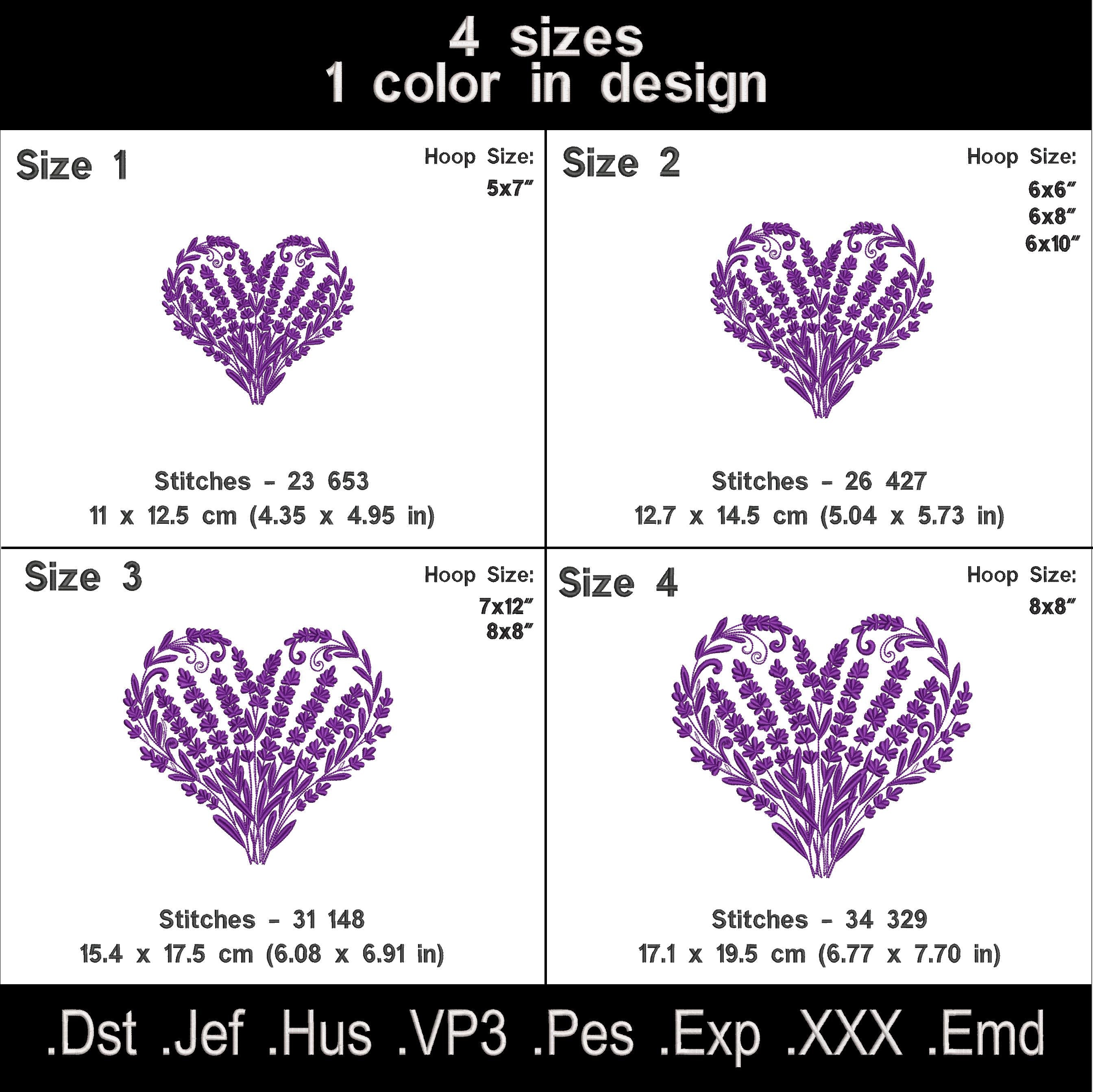Lavender Heart Embroidery Design