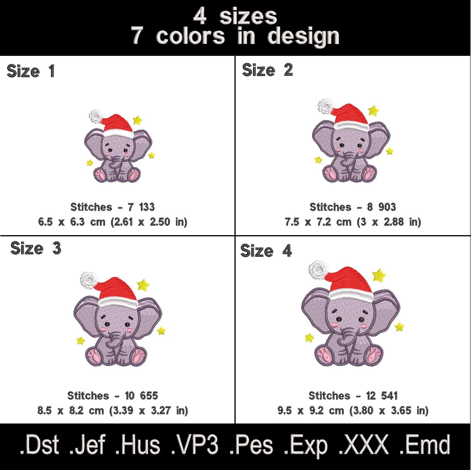 Christmas Elephant Machine Embroidery