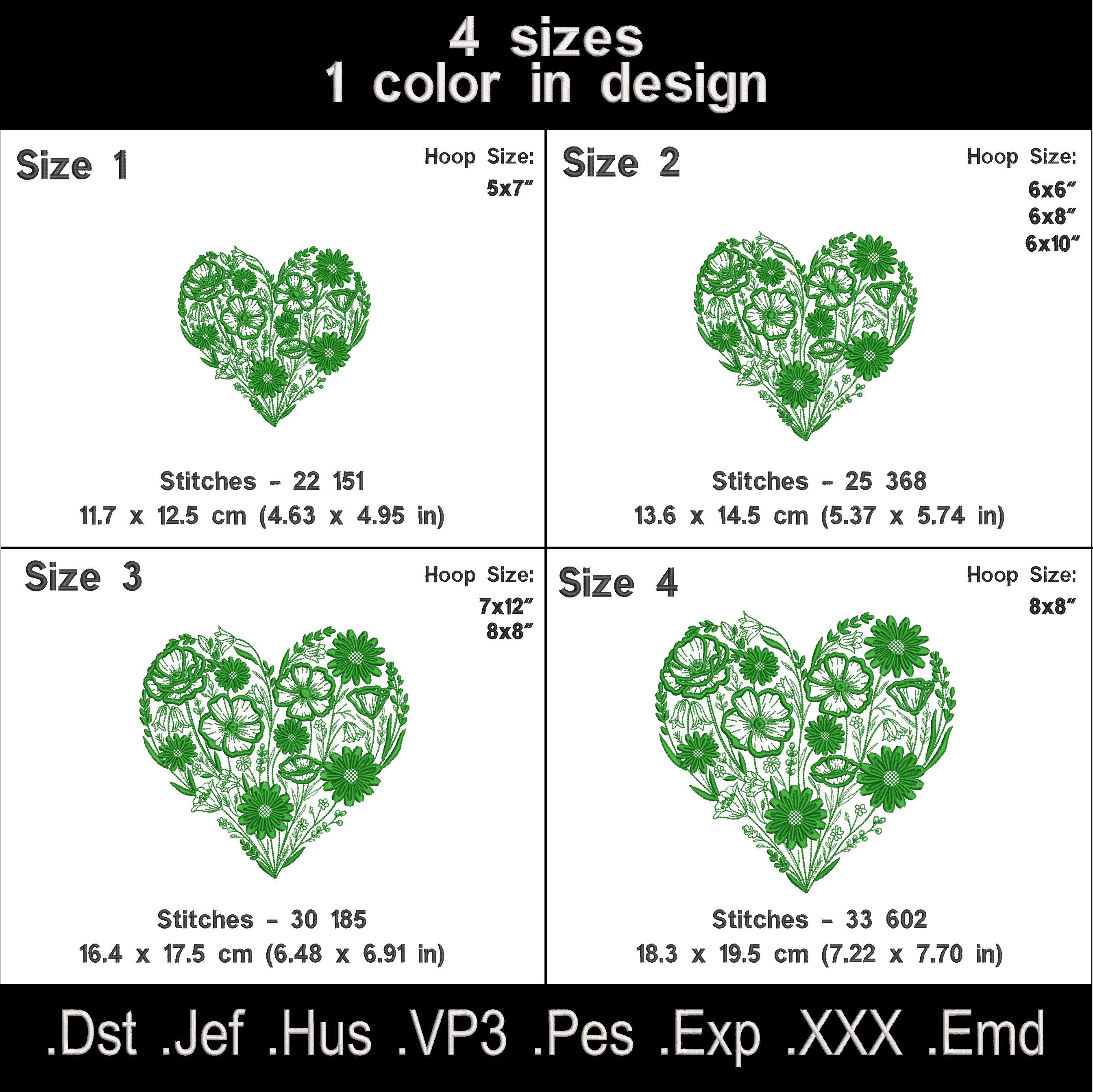 Wildflower Heart Embroidery Design