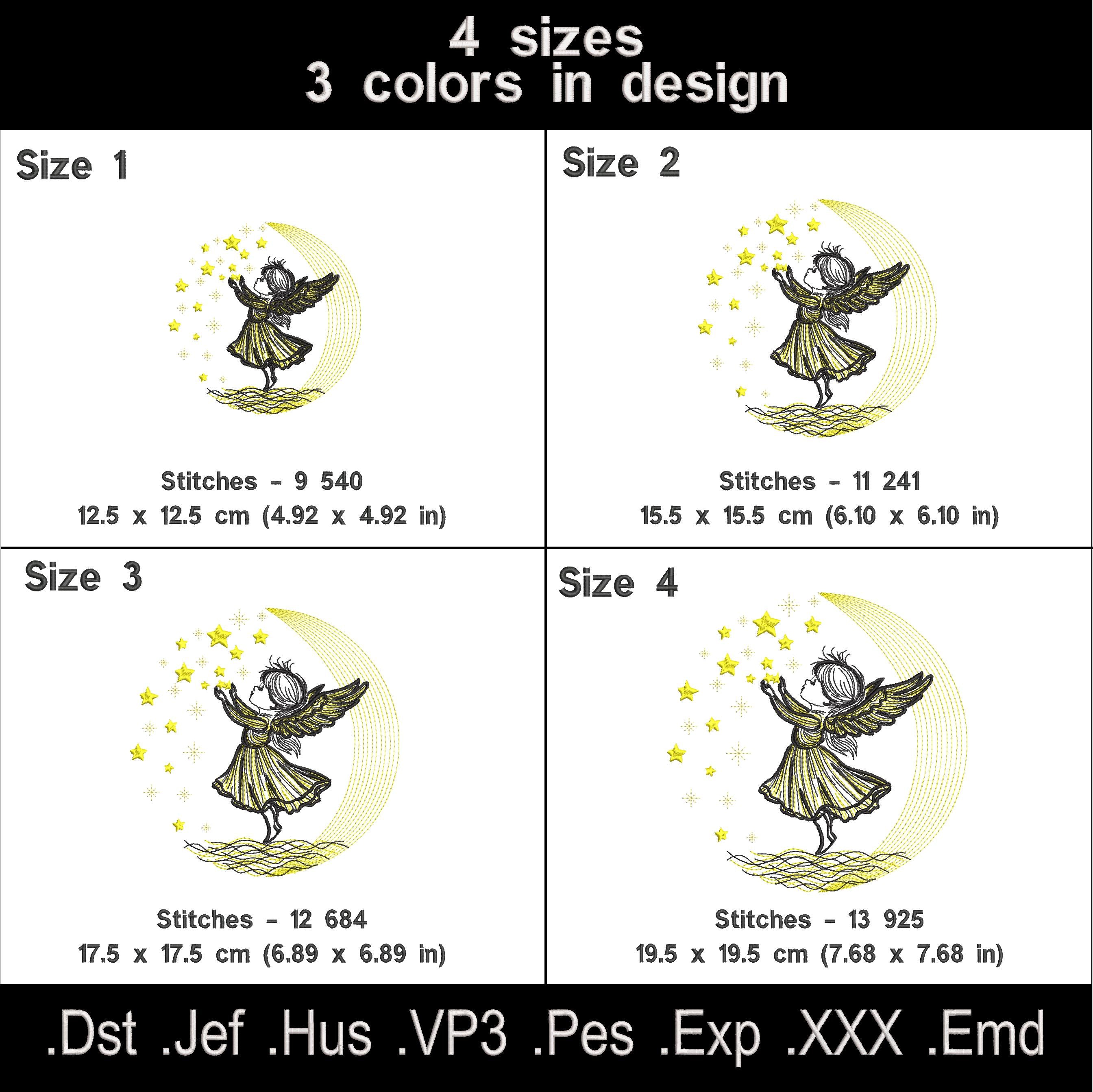 Angel Girl Reaching for the Stars Machine Embroidery Design