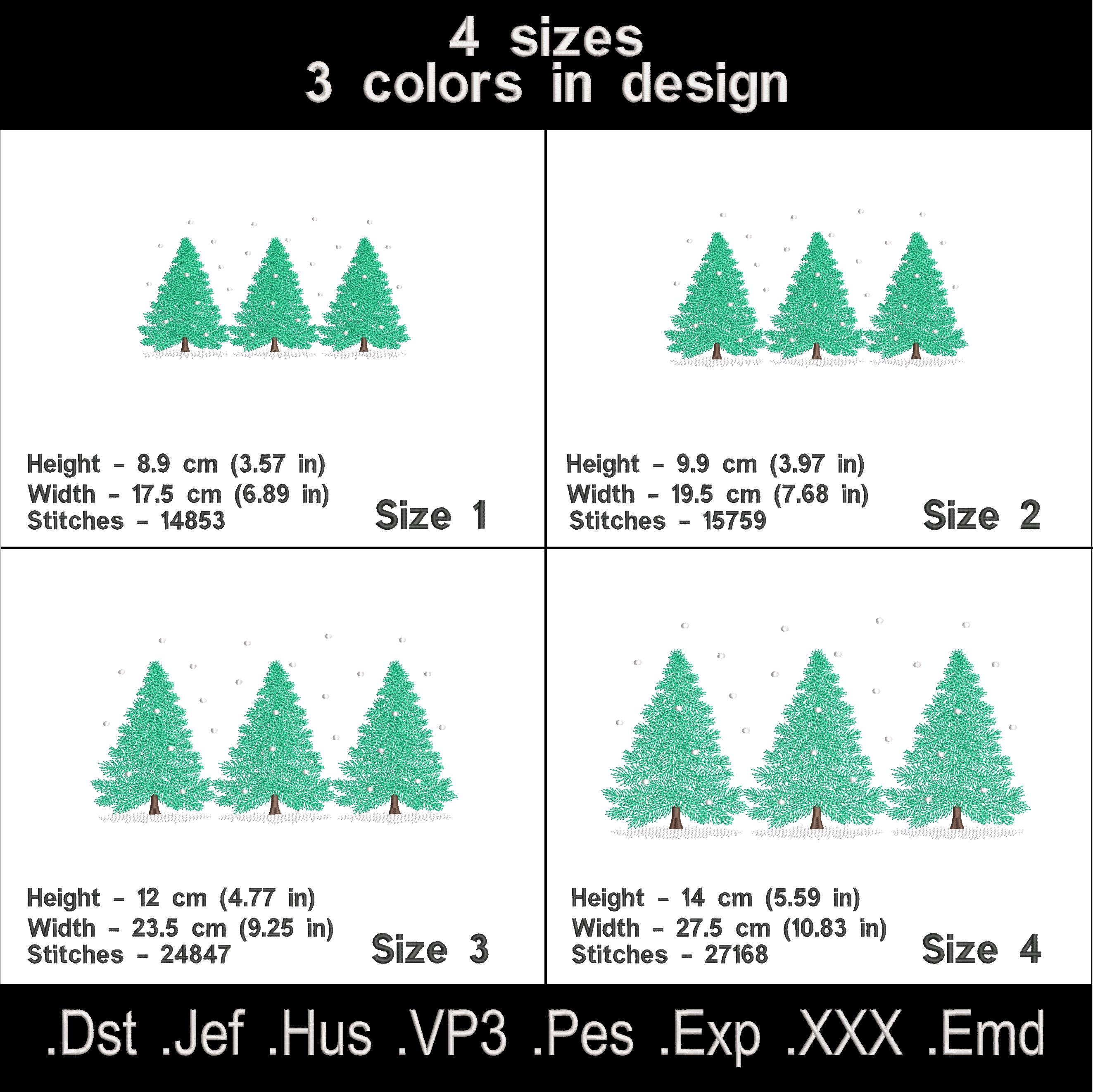 Christmas trees Machine Embroidery Design, Christmas embroidery files.