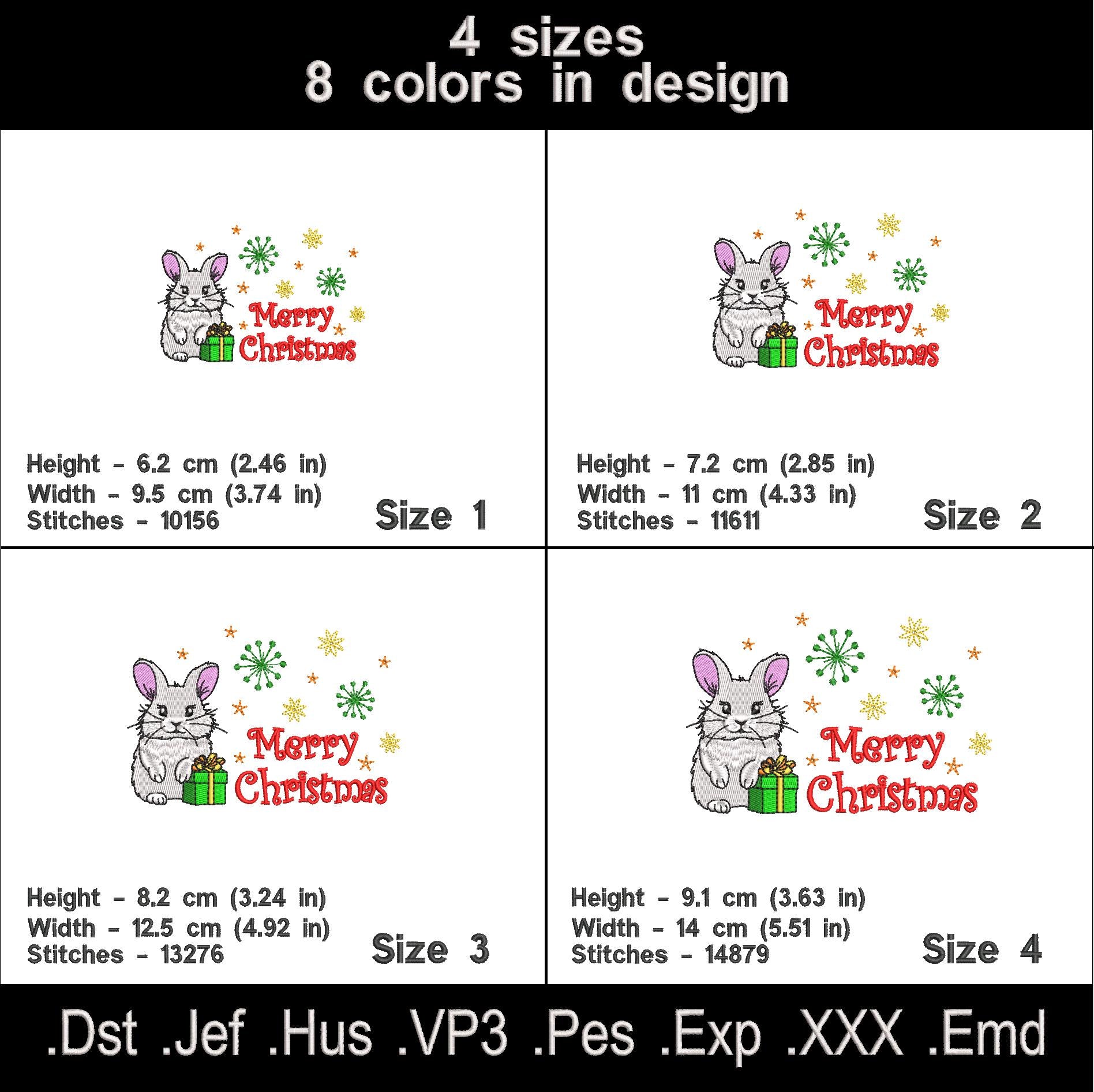 Merry Christmas Machine Embroidery designs, Christmas rabbit embroidery files.