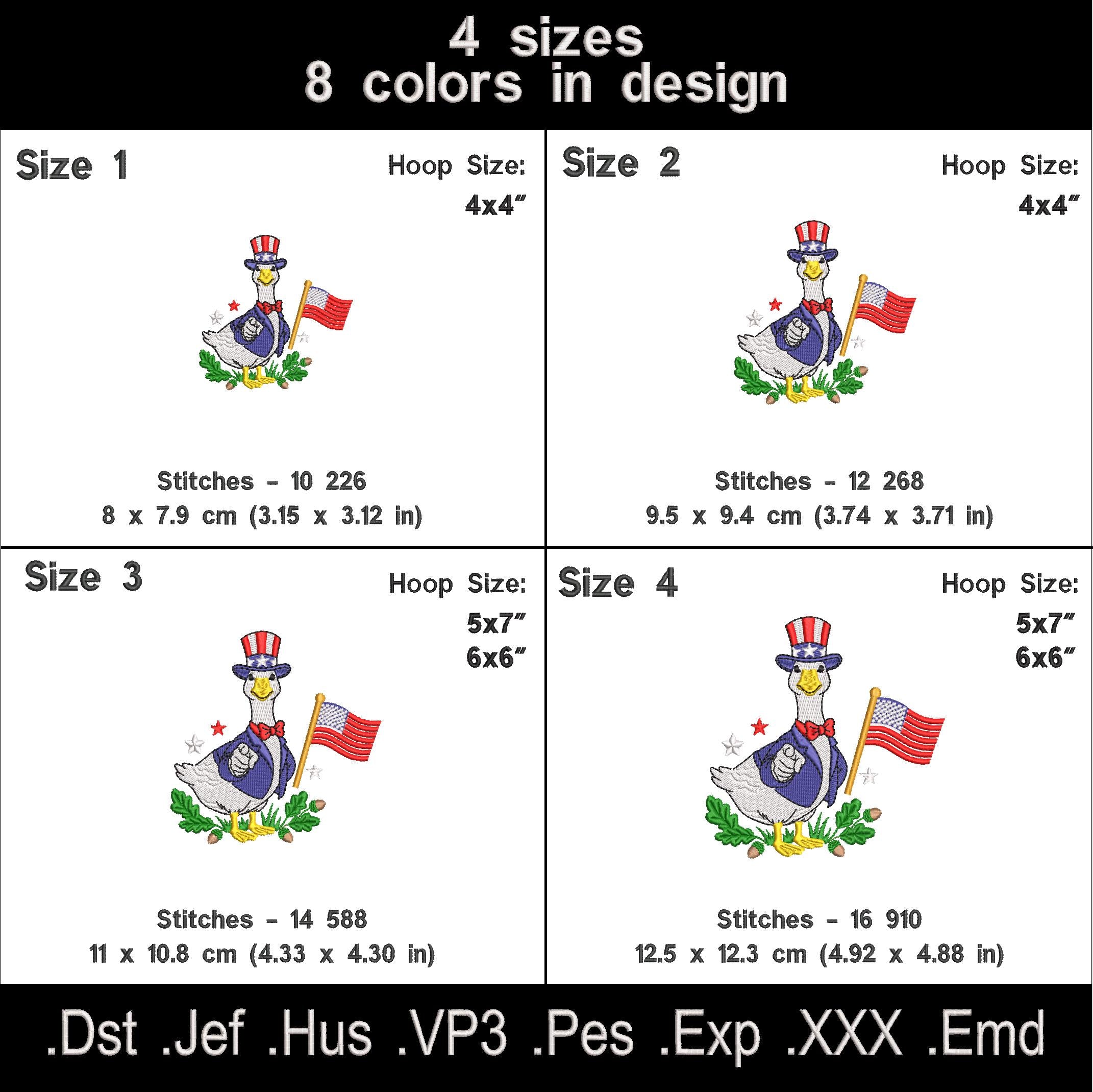 Uncle Sam Goose Embroidery Design