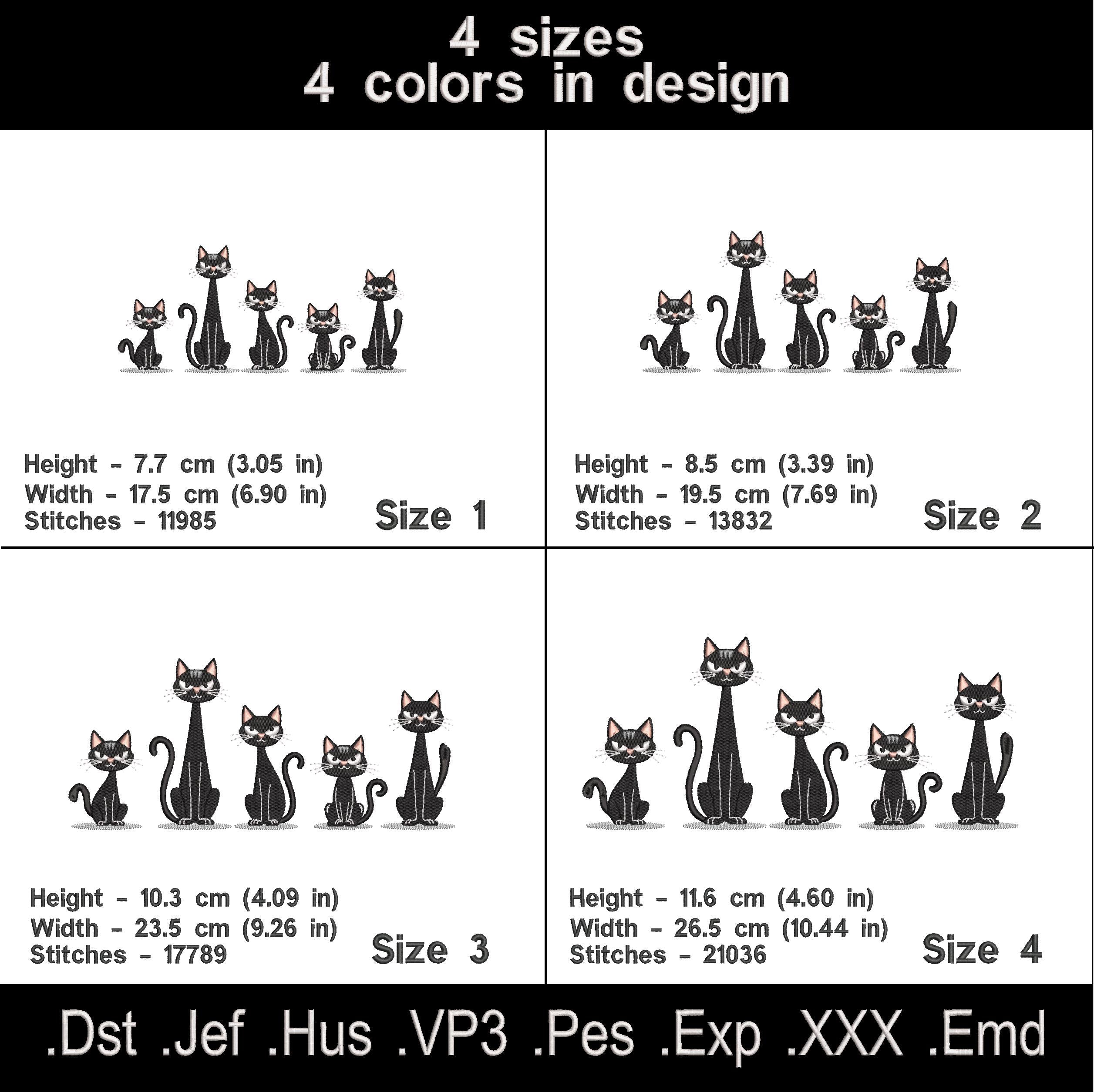Black Cats Embroidery Design