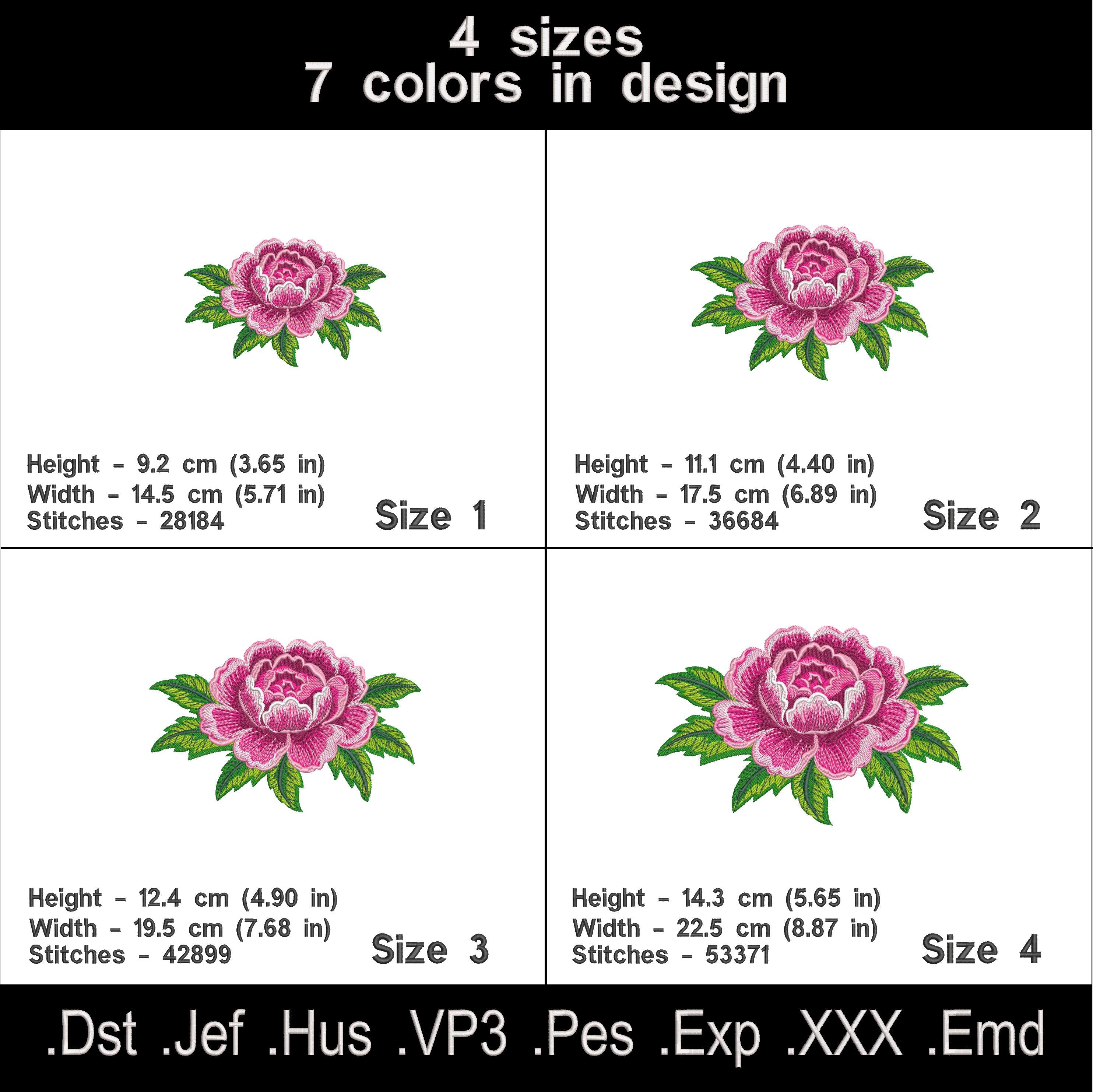 Peony Flower Embroidery Design