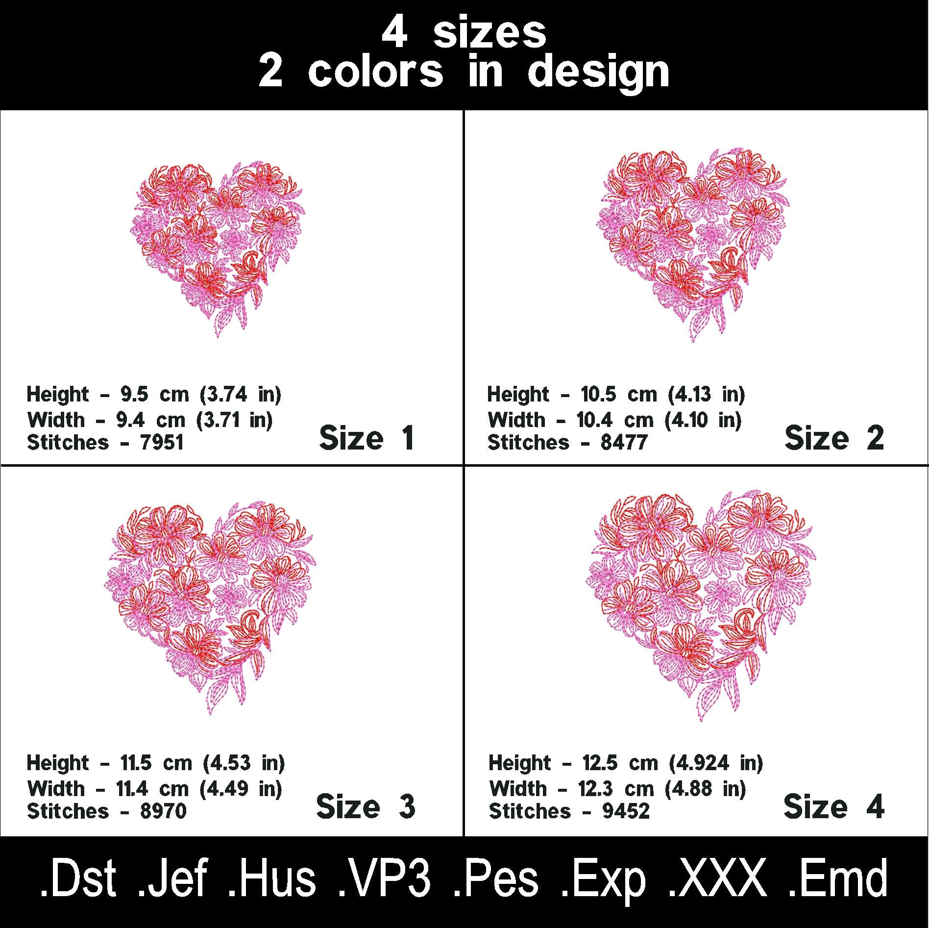 Flower Heart Machine embroidery designs.