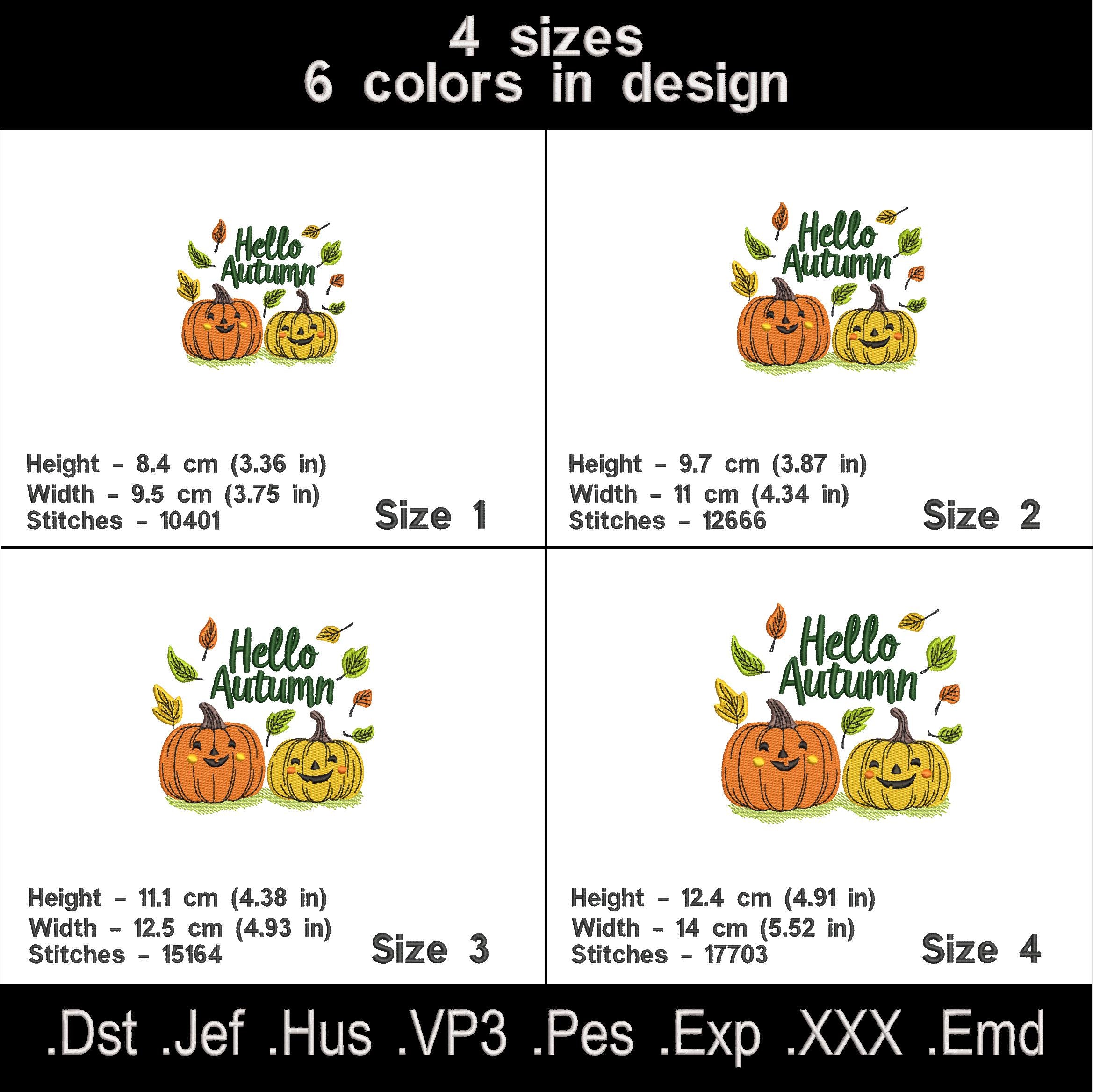 Pumpkin Embroidery designs for machine, Hello Autumn, Fall embroidery files, Digital download