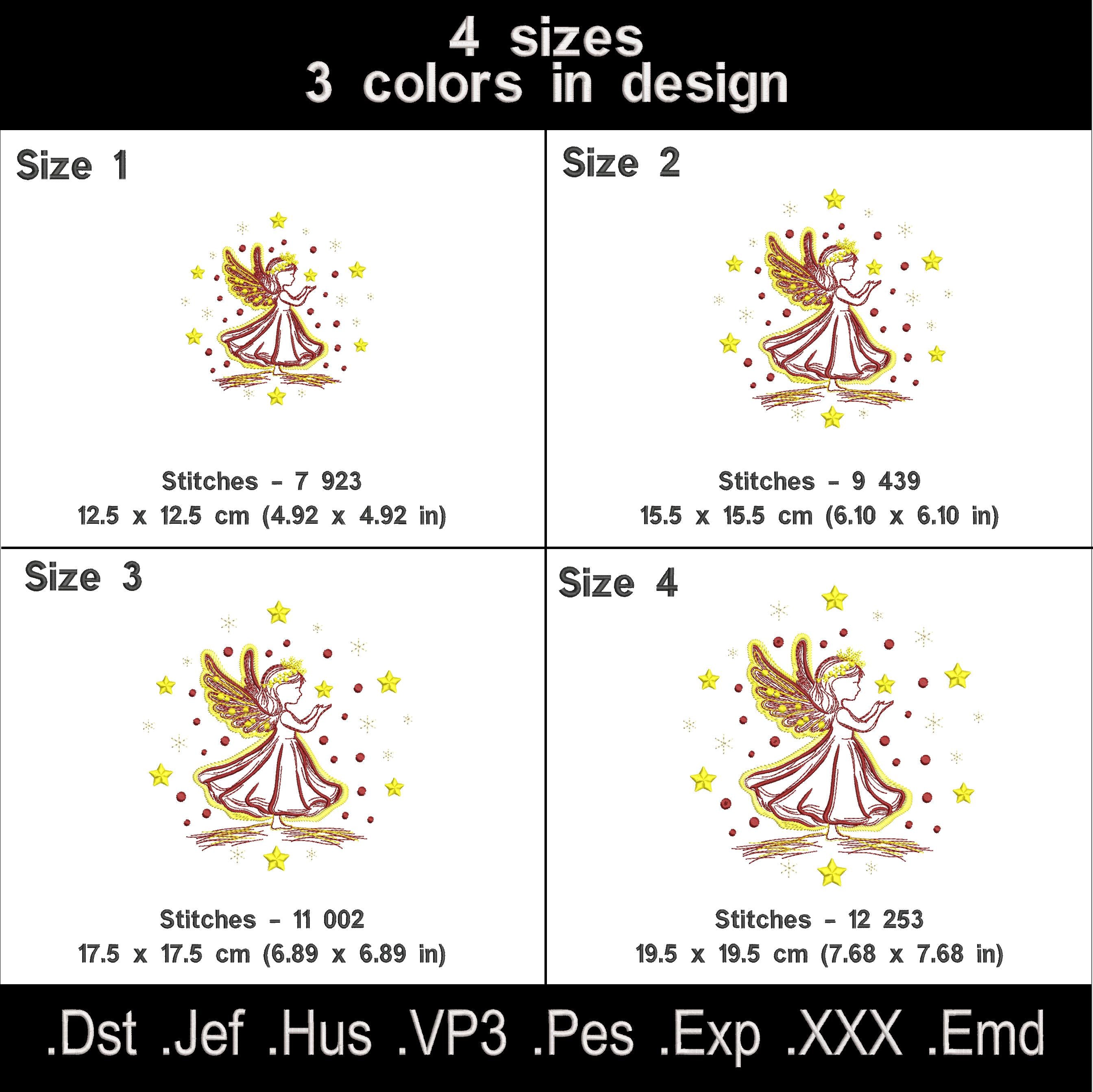 Set of 4 Christmas Angel Girl Embroidery Designs