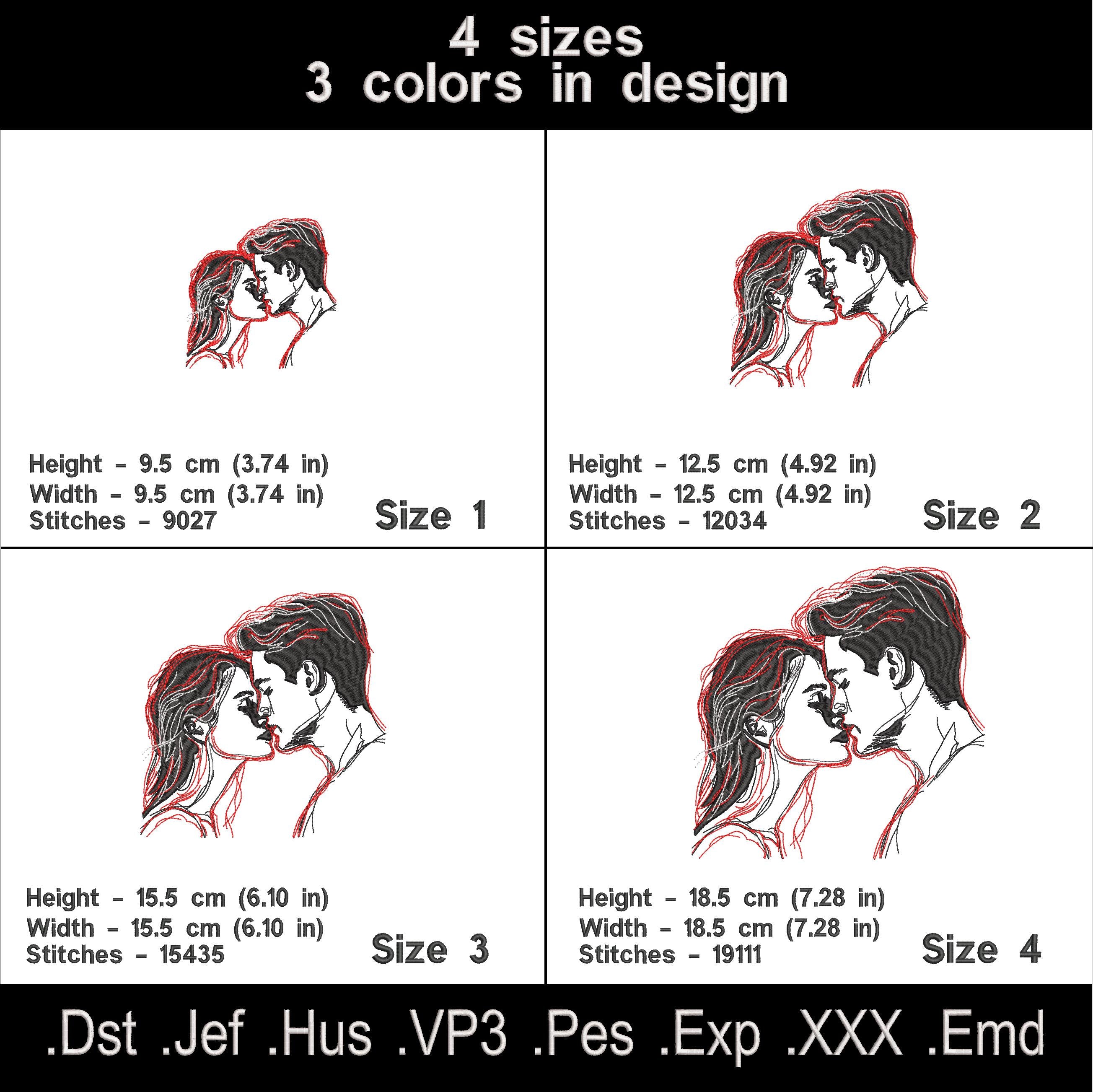 Дизайни машинної вишивки Kiss до дня Святого Валентина.