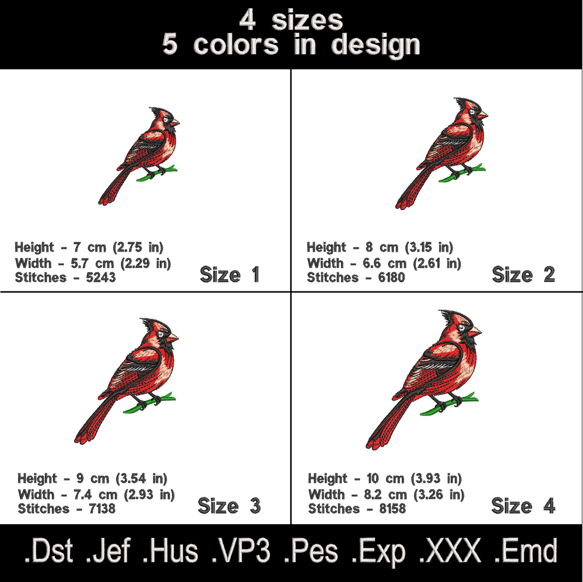 Cardinal Machine Design Cardinal Machine Embroidery designs. – BarvnaEmbroidery