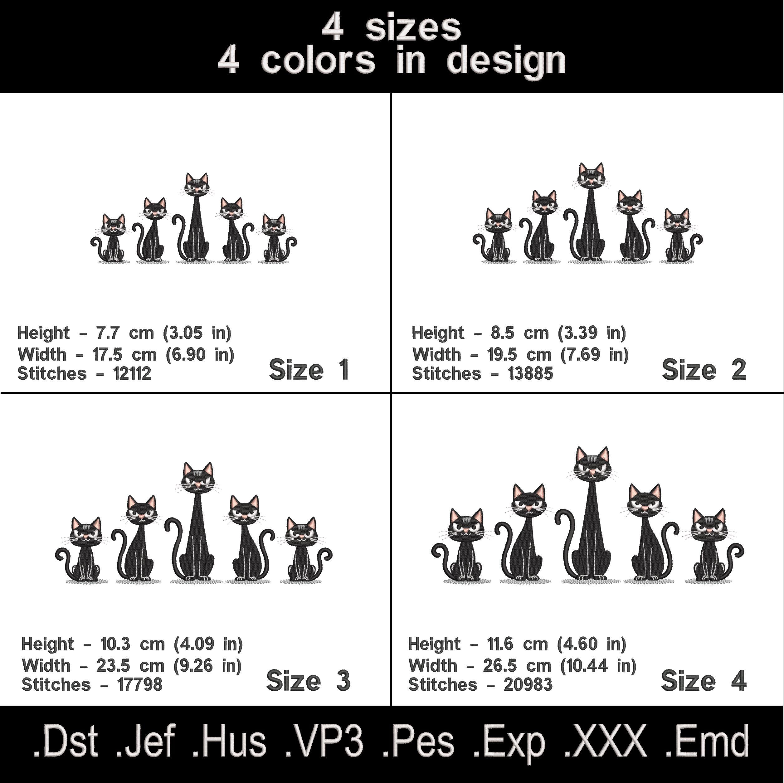 Black Cats Machine Embroidery Design