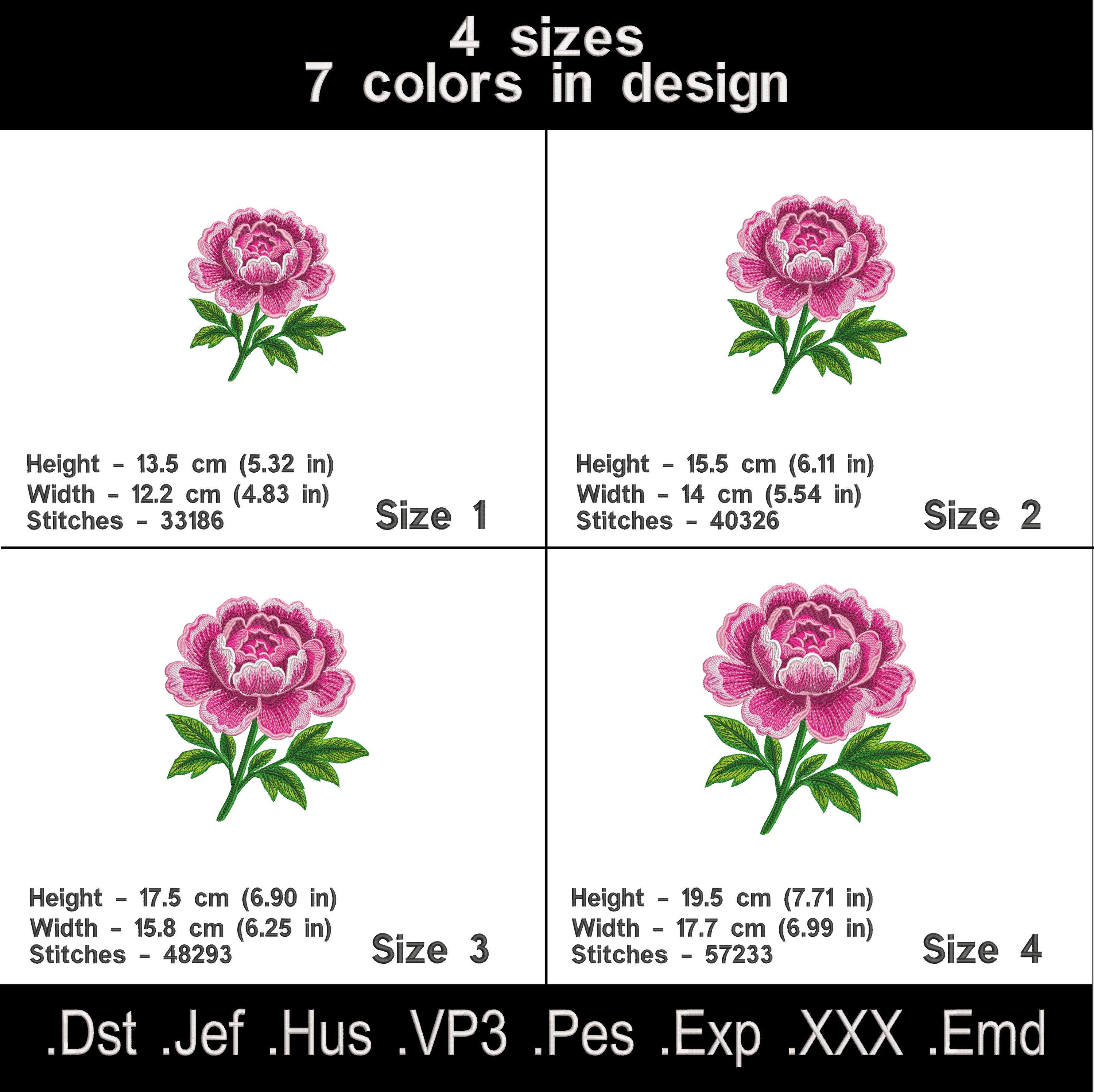 Peony Flower Embroidery Design