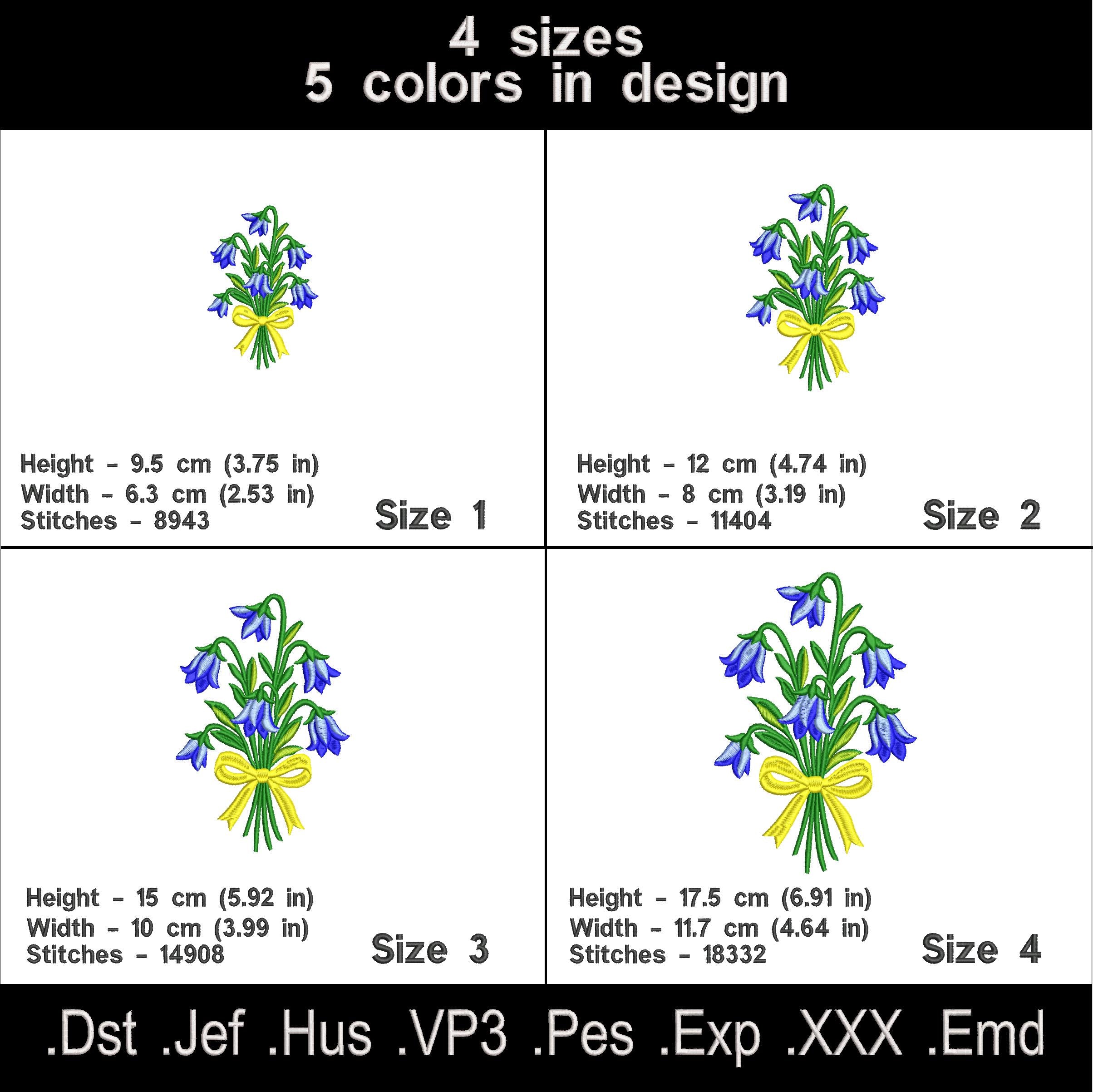 Bouquet of Bellflower Machine Embroidery Design.