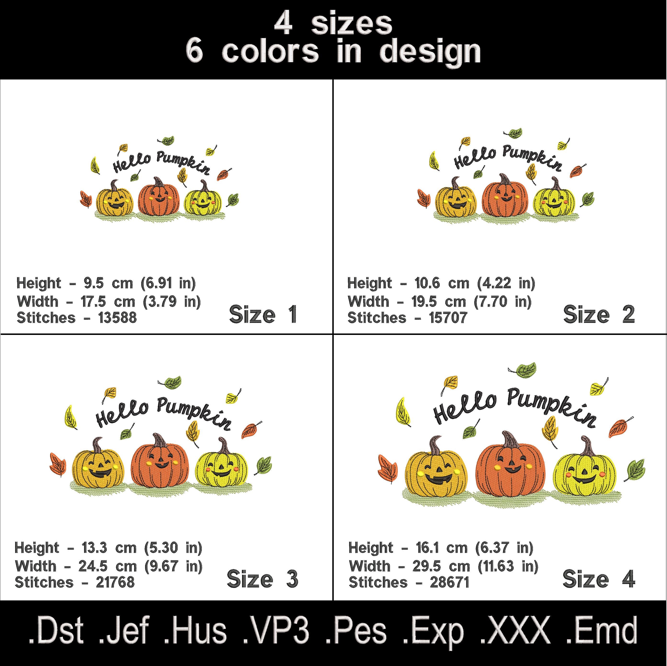 Pumpkin Embroidery designs for machine, Hello Pumpkin, Fall embroidery files, Digital download