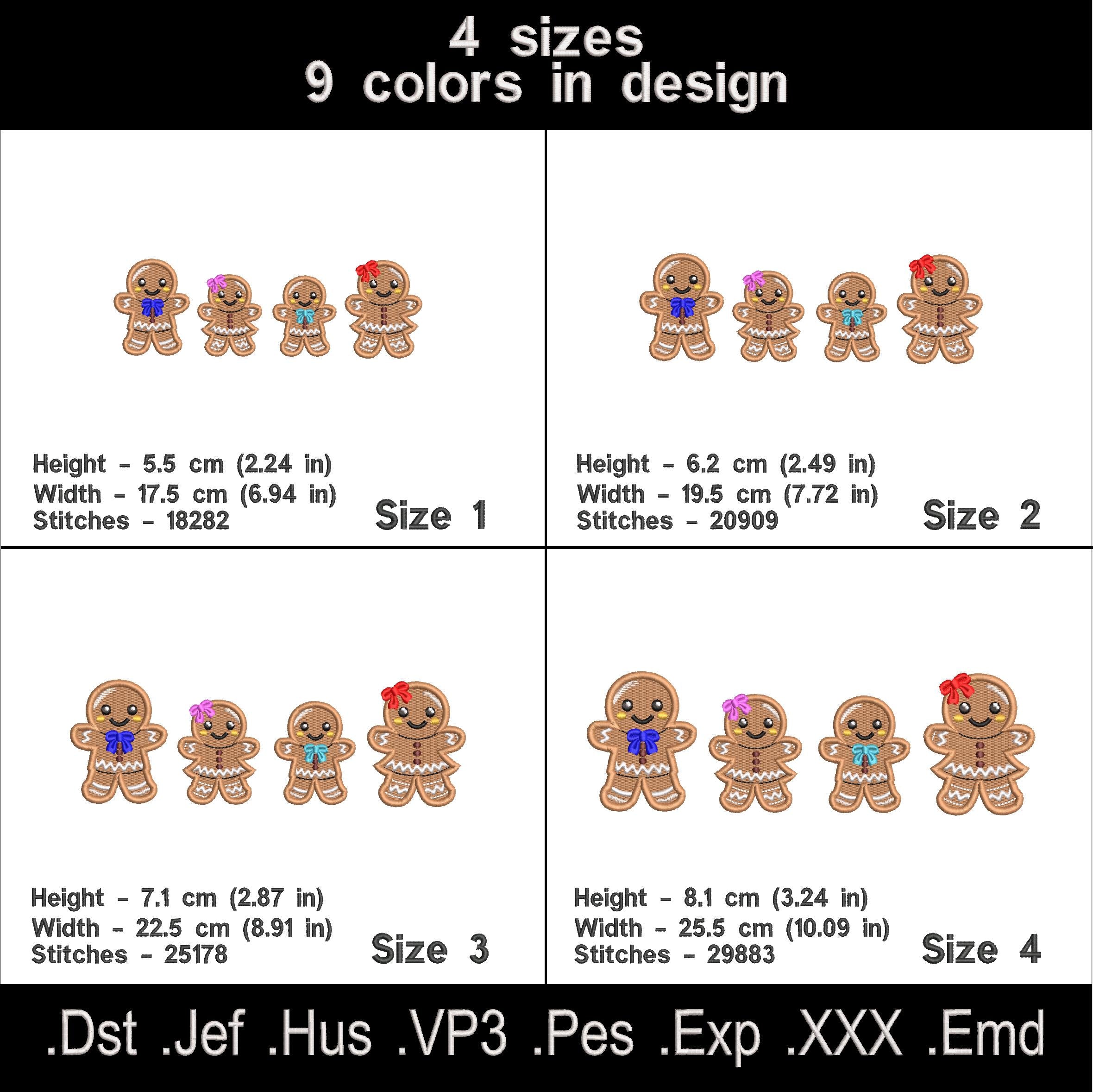Christmas Gingerbread Family Stickmotiv für Maschine.