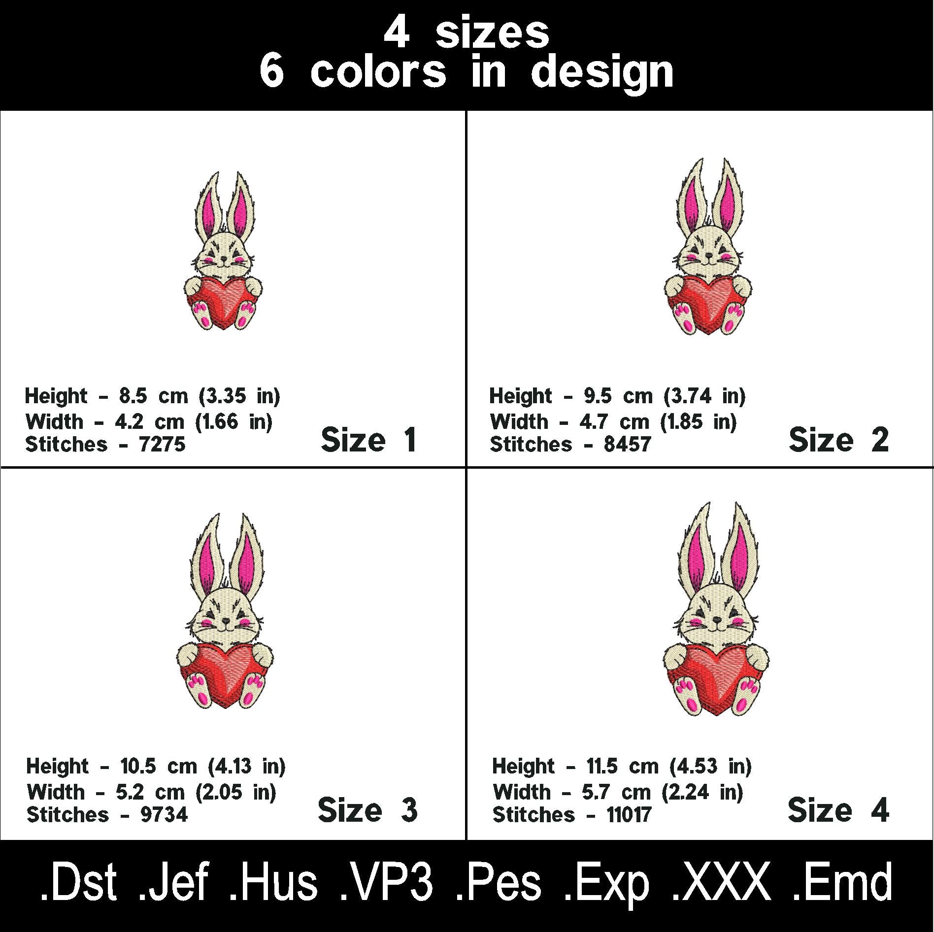 Valentines bunny Machine embroidery designs.
