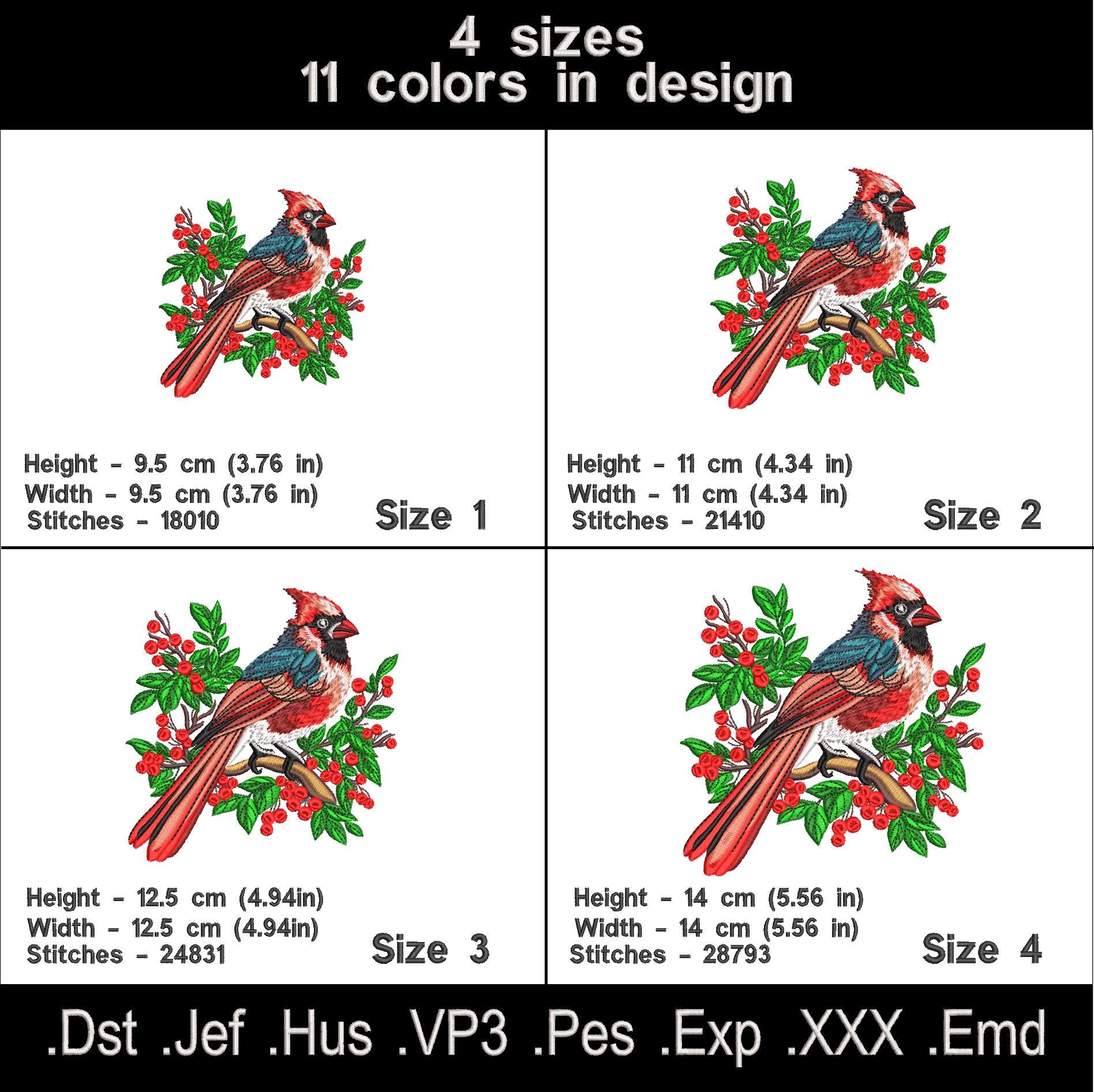 Cardinal bird Machine Embroidery designs.