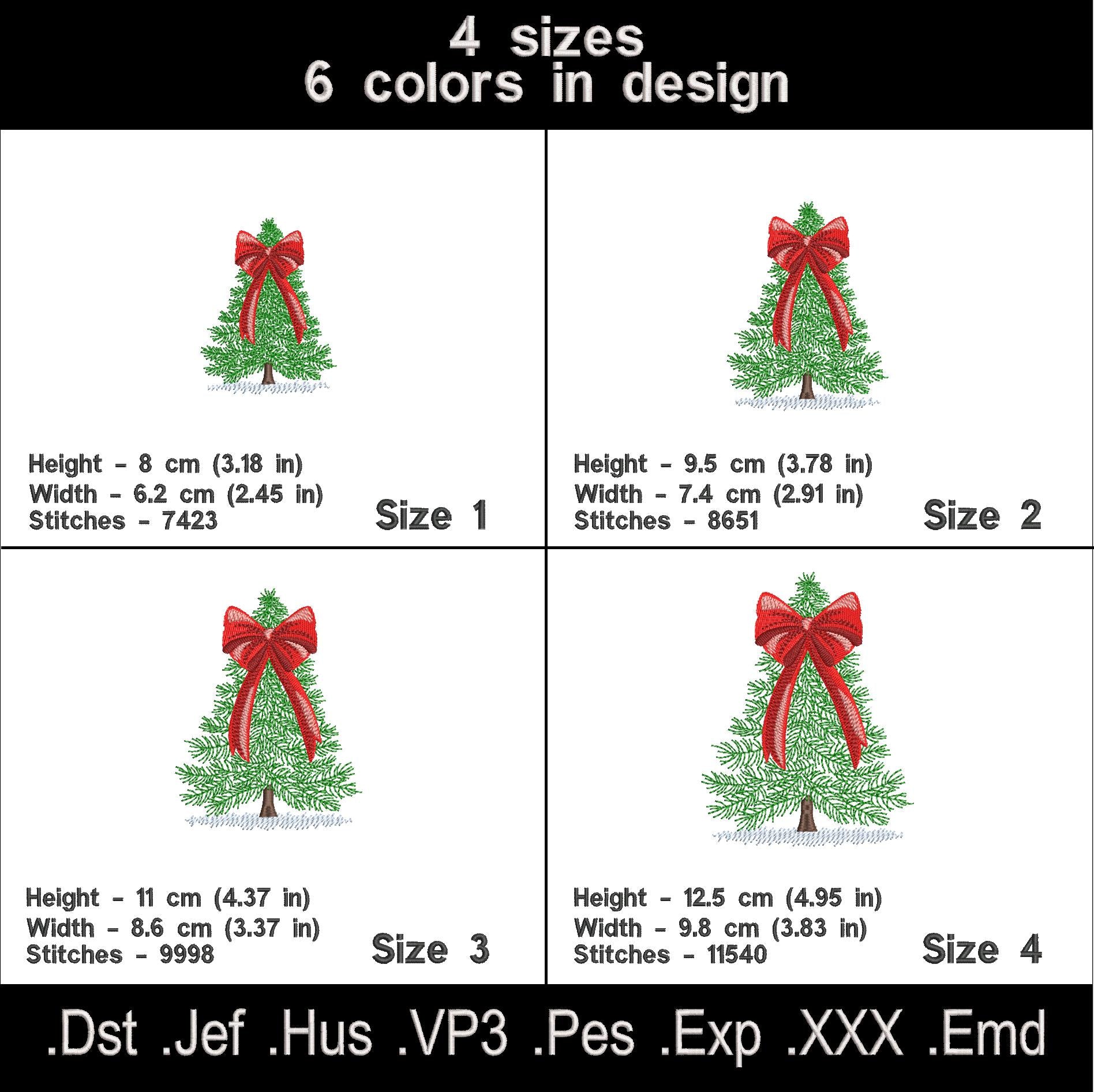 Christmas Tree Machine Embroidery Design – Two Variations, 4 Sizes Each. (Copy)