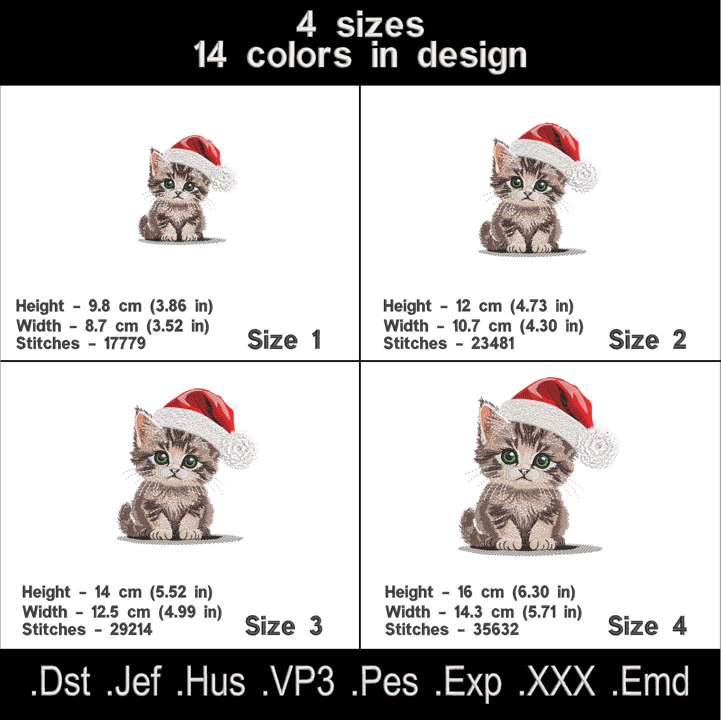 Cute Christmas Kitten Embroidery Design – Santa Hat
