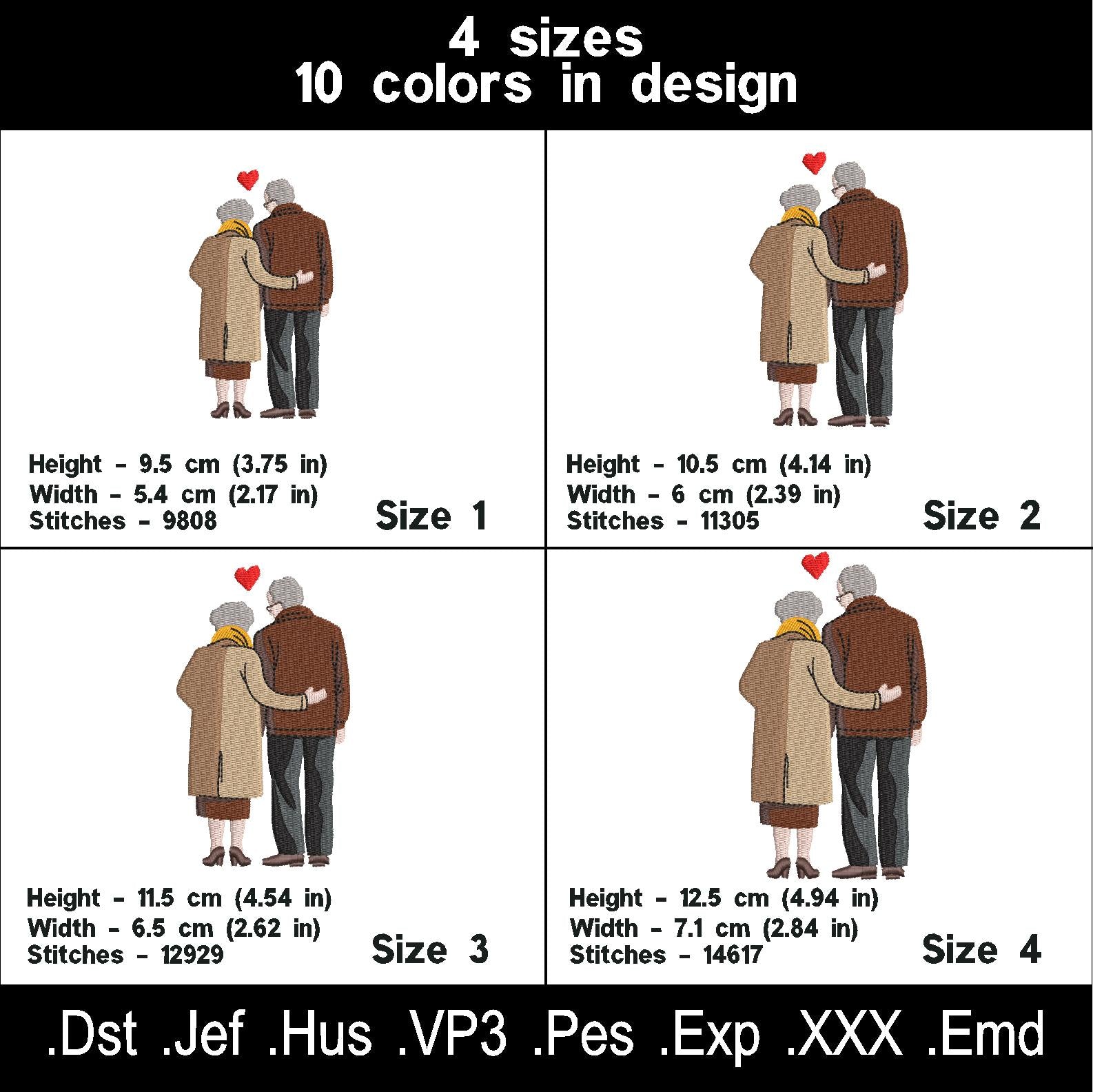 Elderly couple Machine embroidery designs.