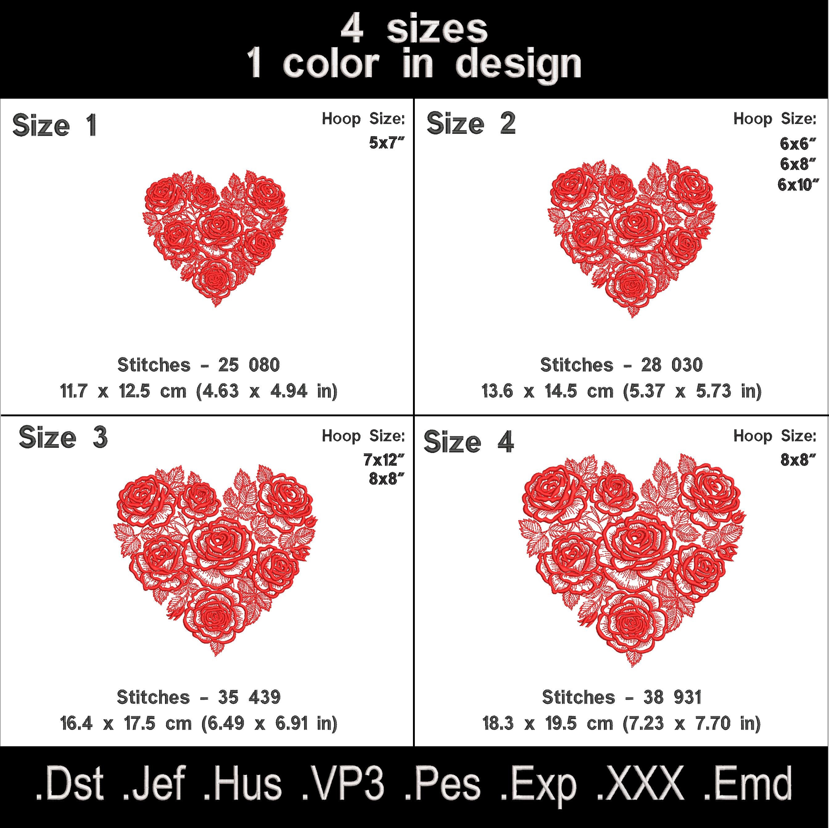 Rose Heart Embroidery Design