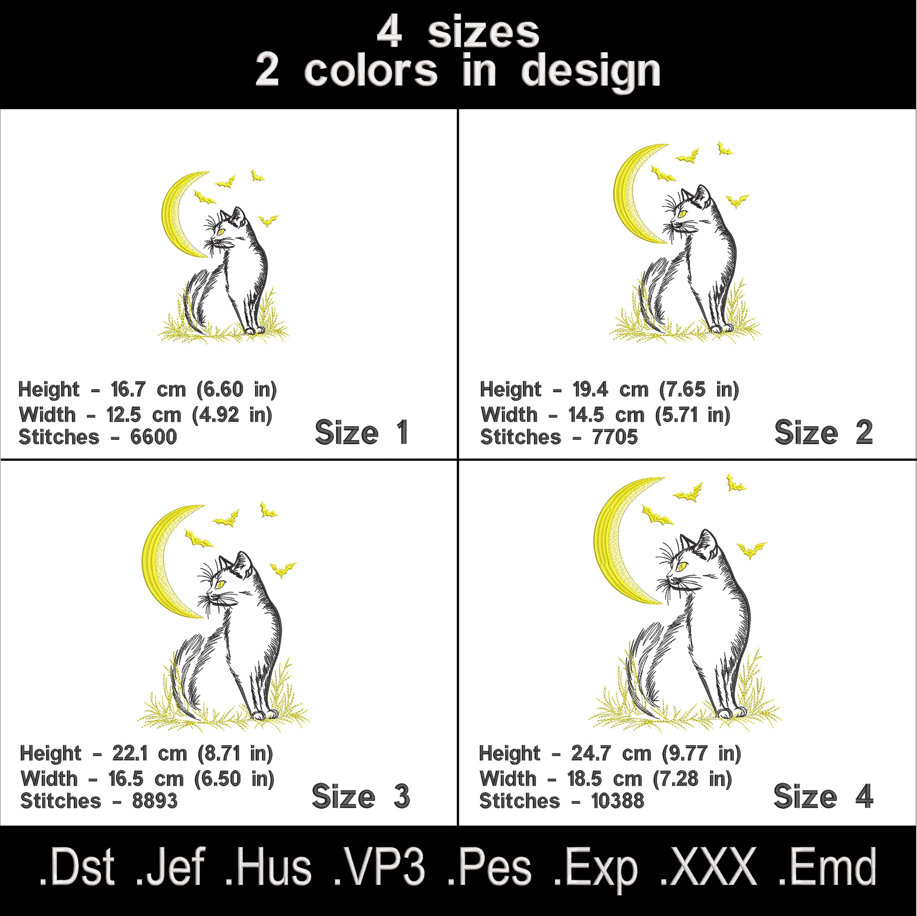 Halloween Cat Moon Machine Embroidery Design