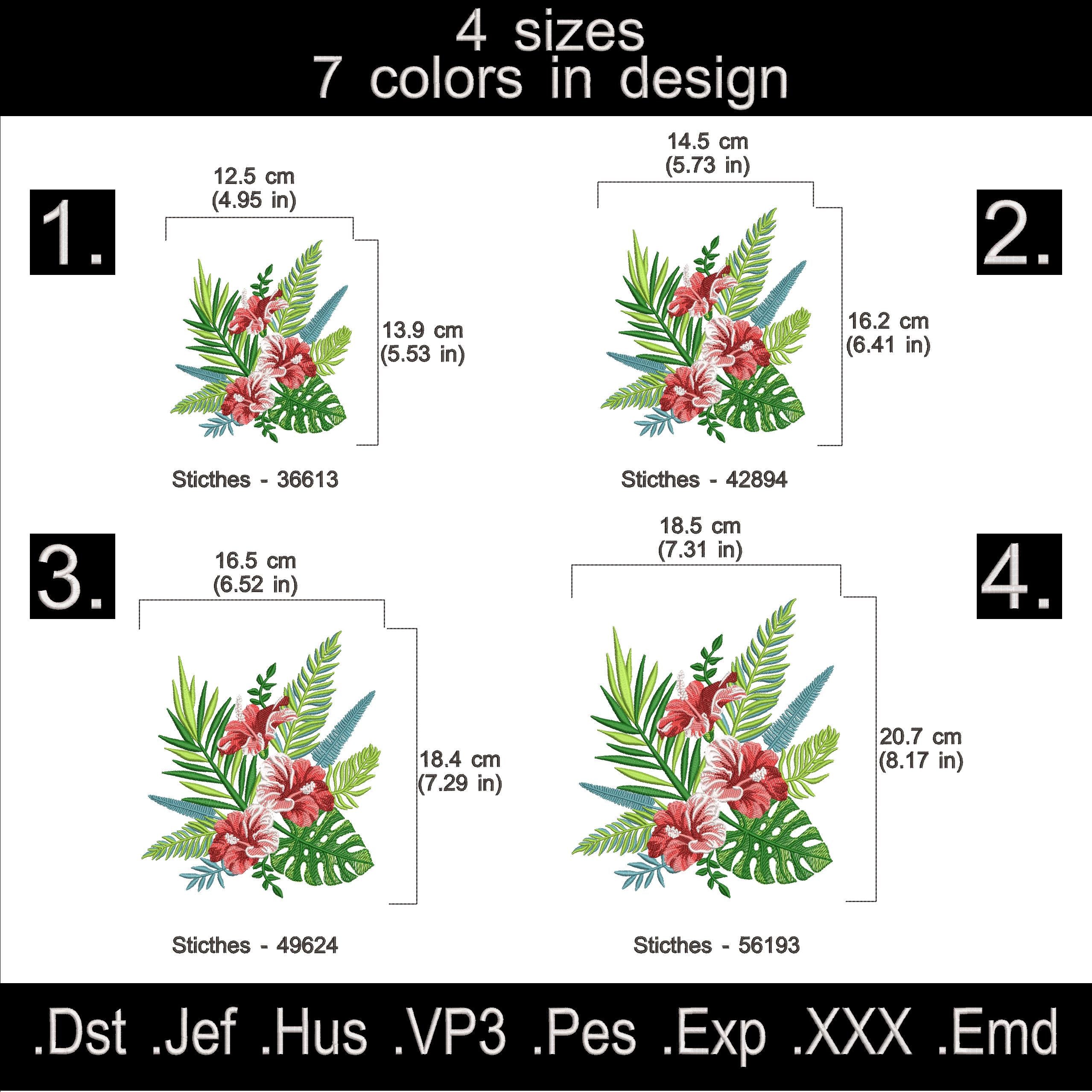 Hibiscus flowers embroidery designs.