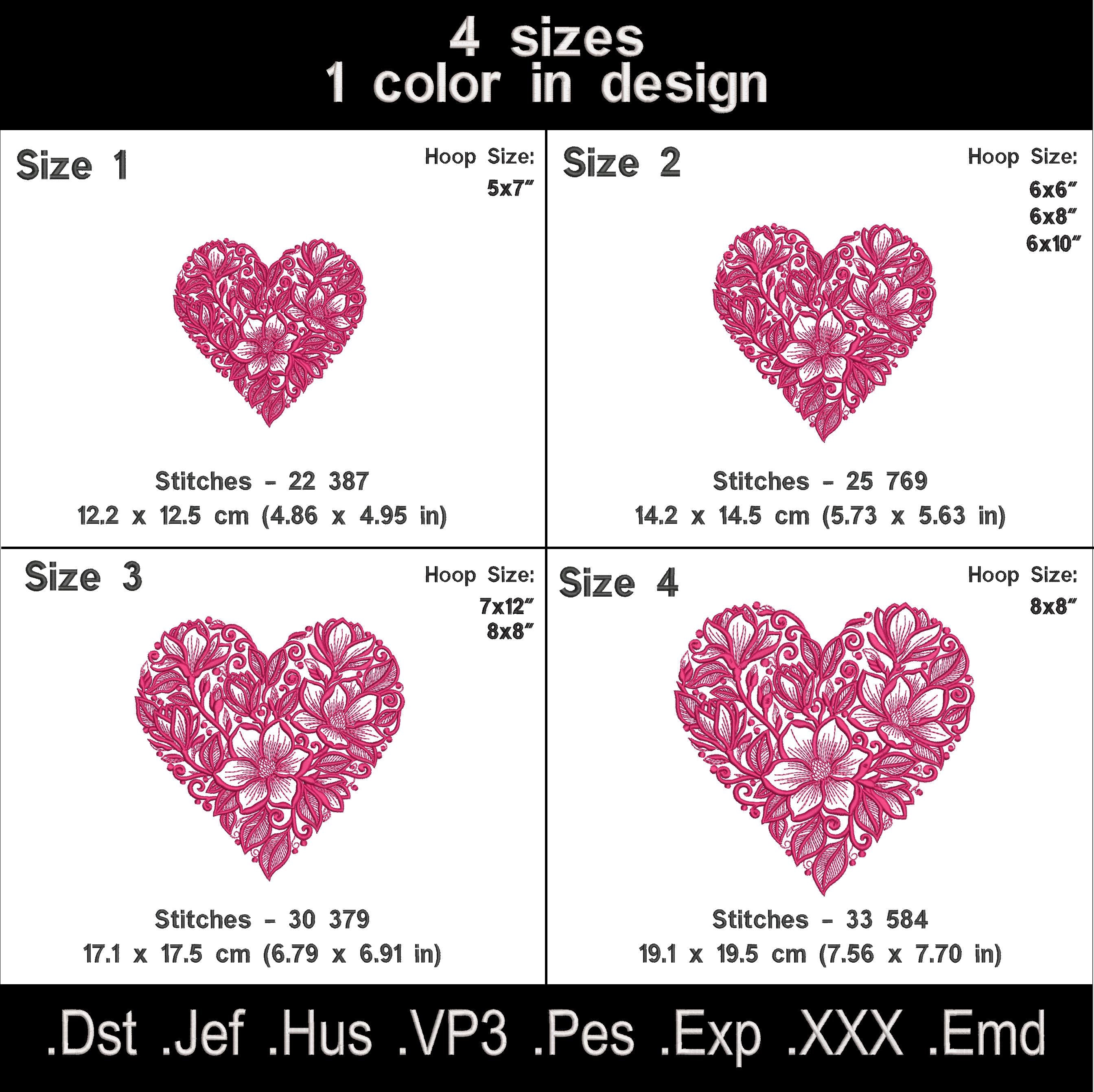 Magnolia Heart Embroidery Design