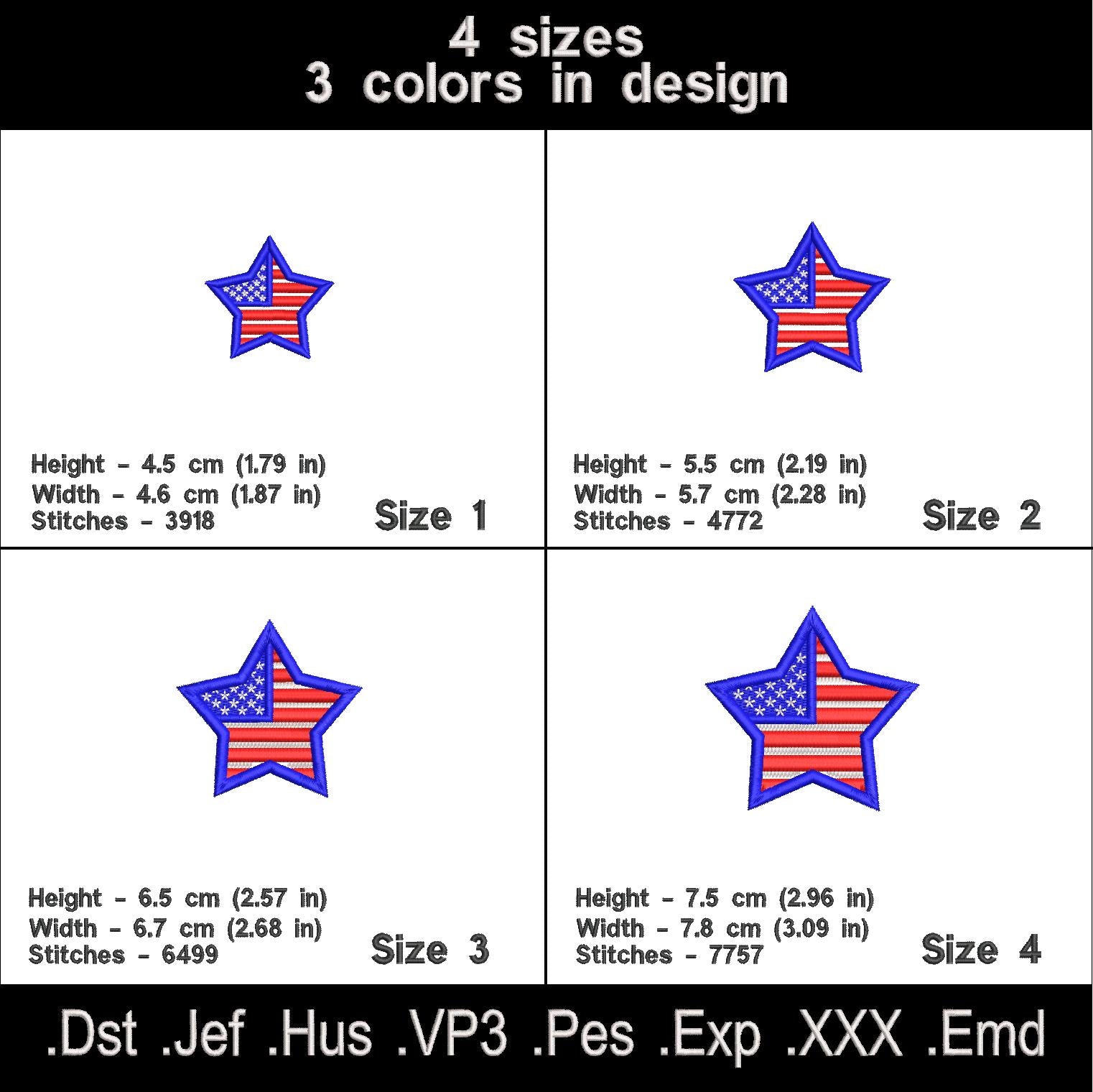American flag Star embroidery files.
