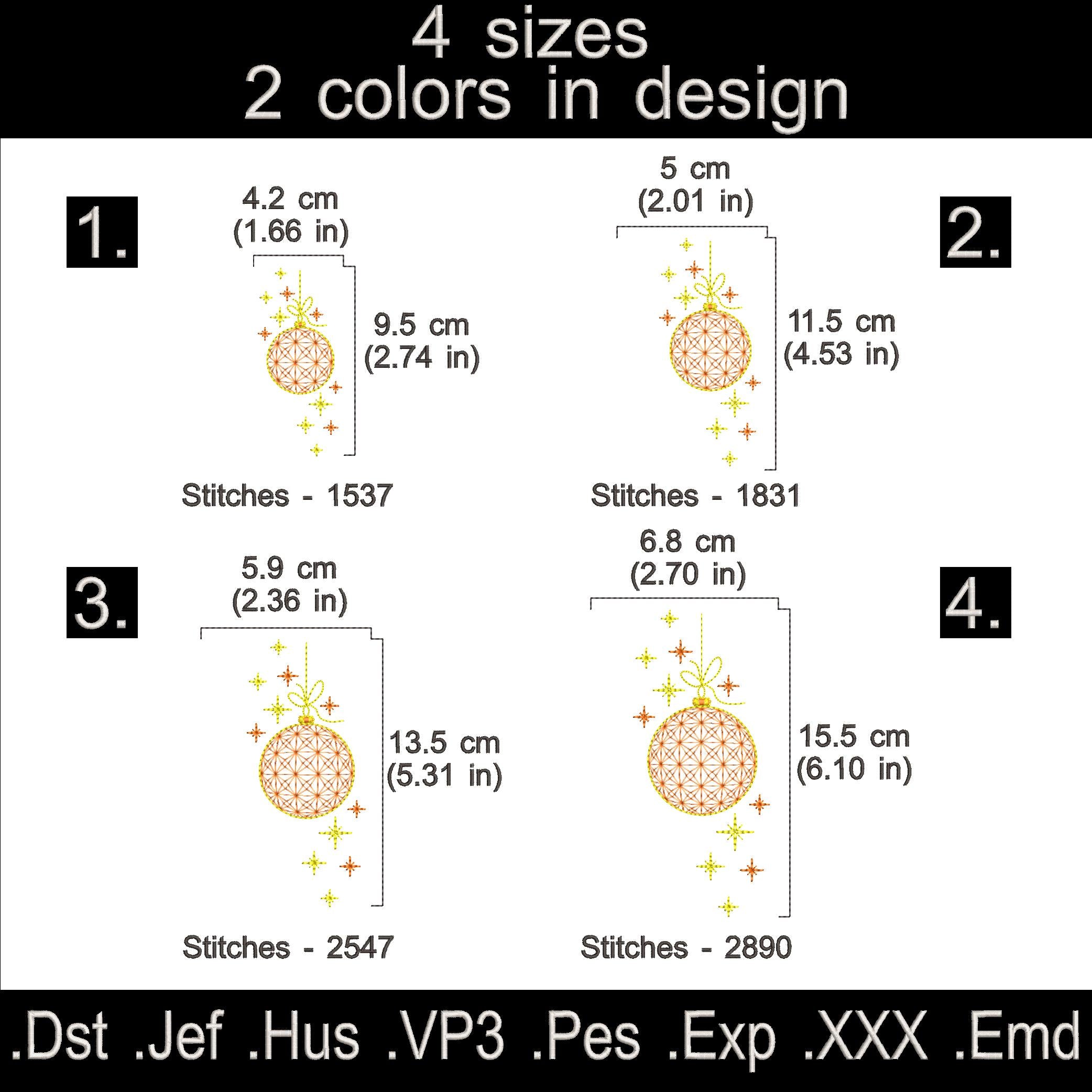 6 Christmas ball Machine embroidery designs.