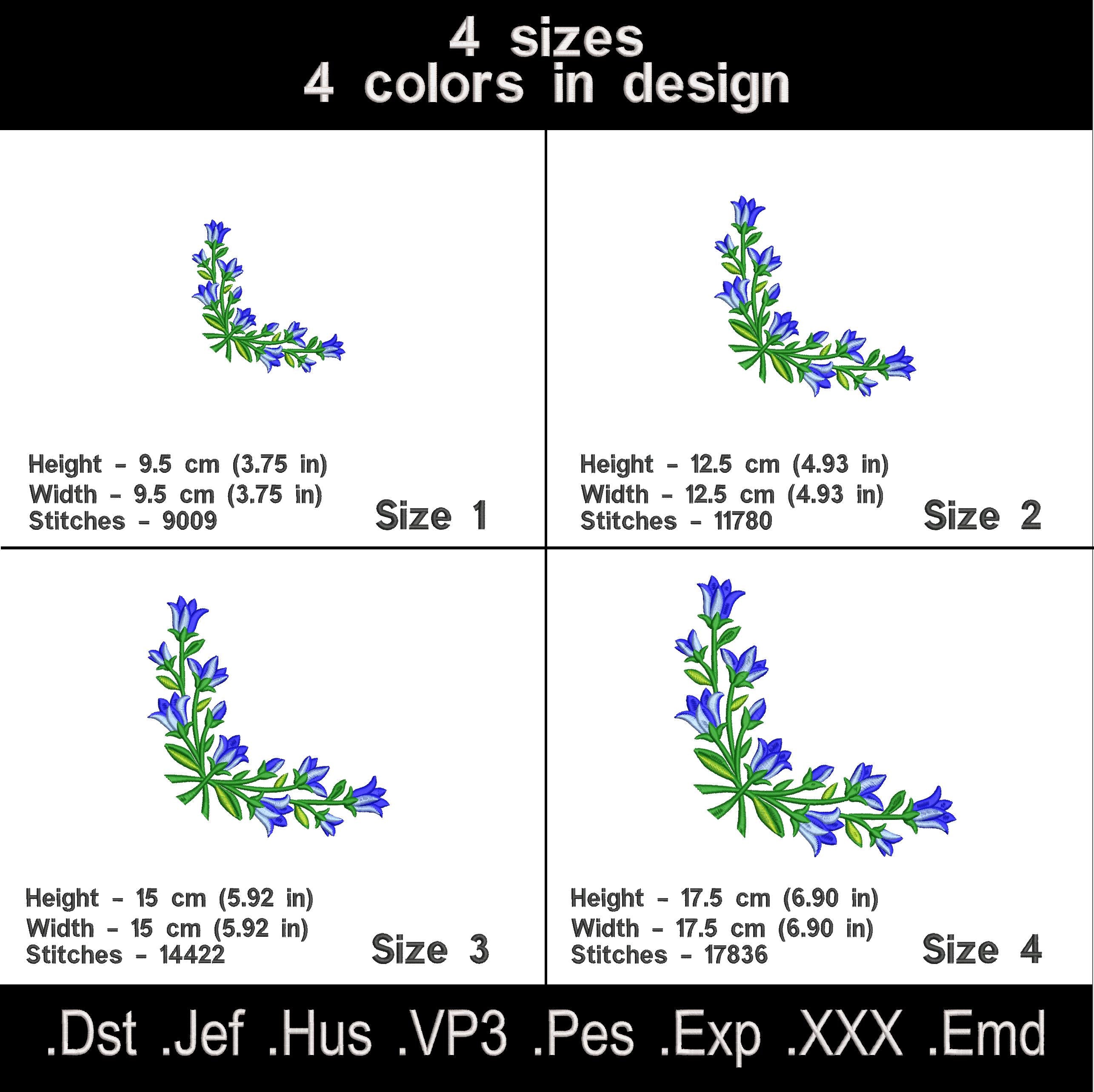 Bellflower Corner Machine Embroidery Design