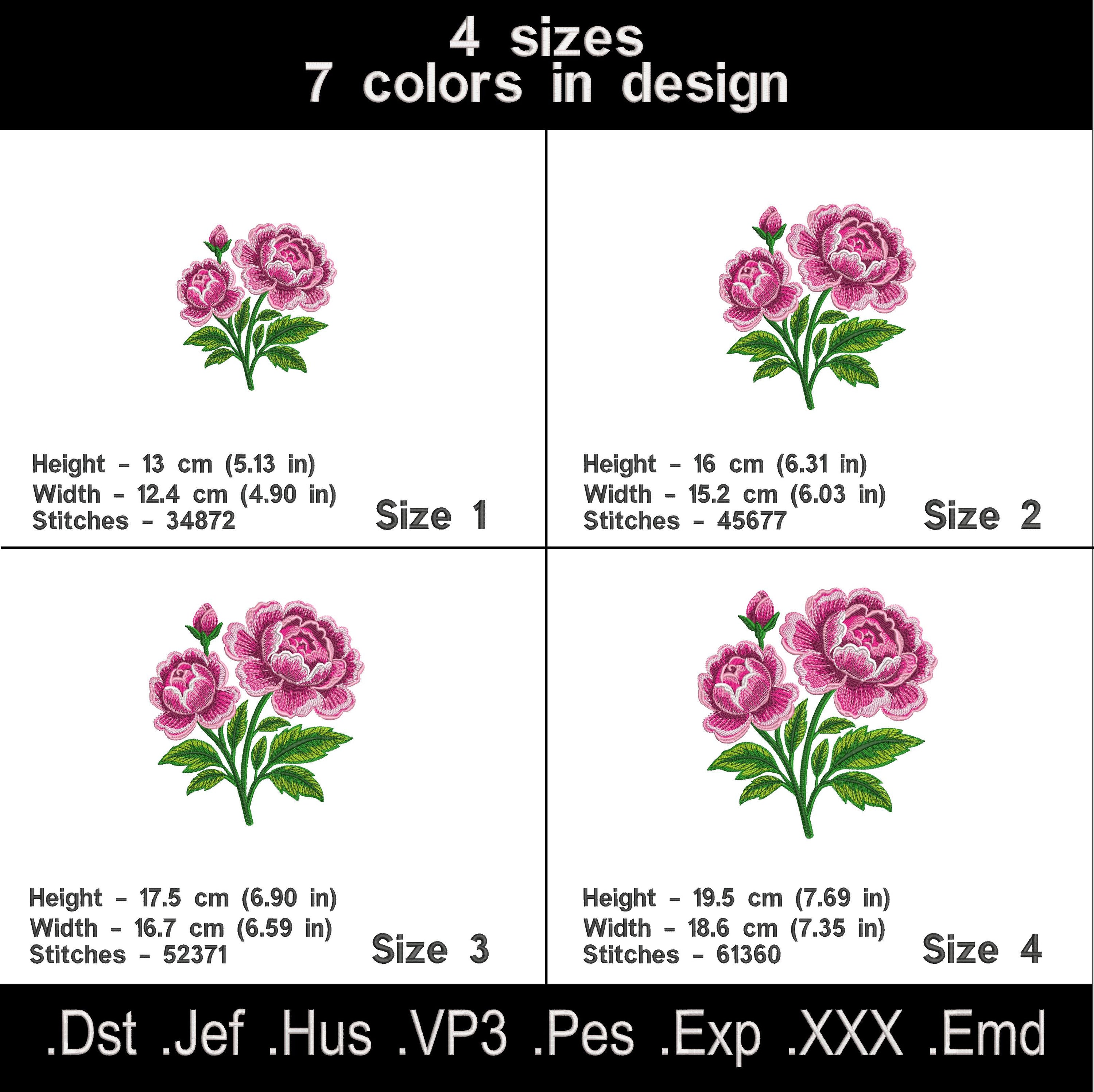 Peony Flower Embroidery Design