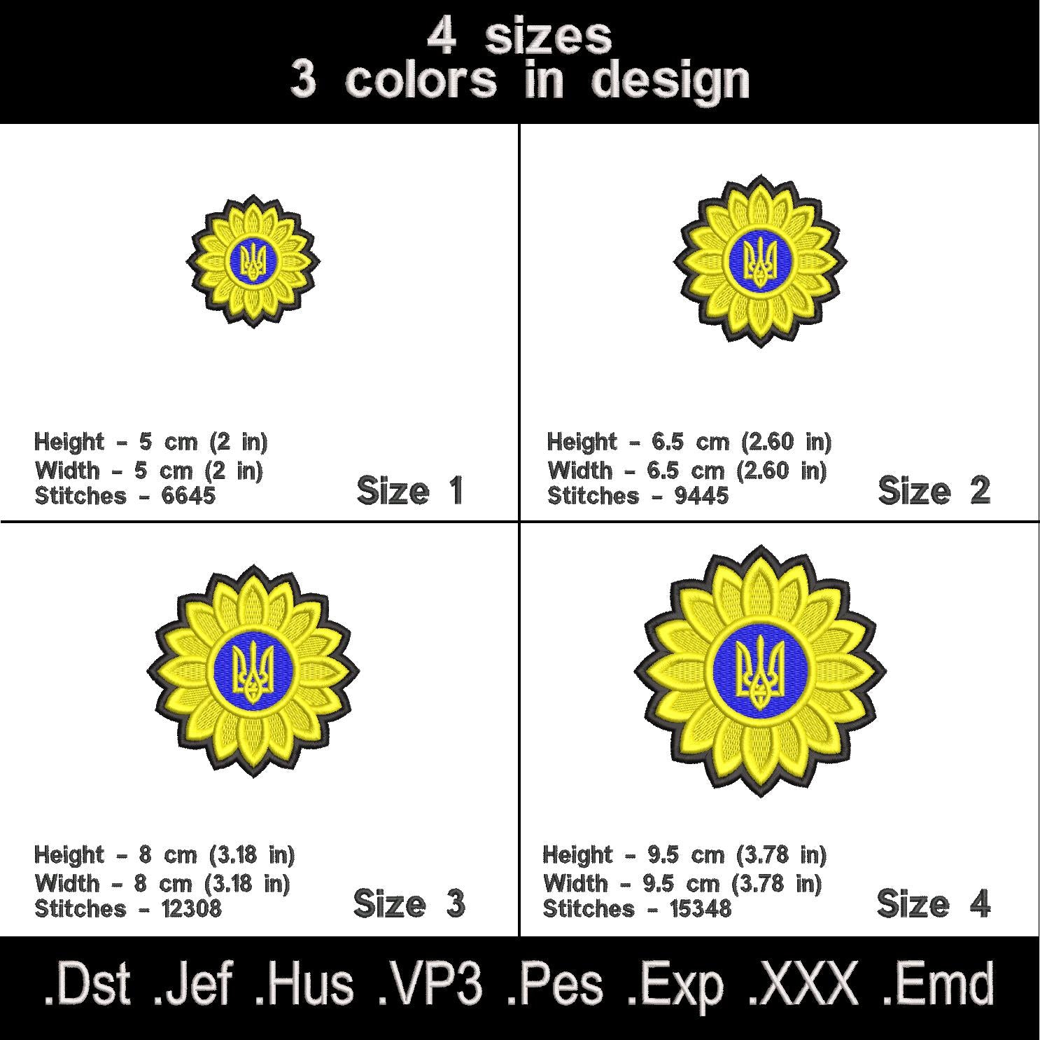 Ukrainian Flag Sunflower Machine Embroidery Design