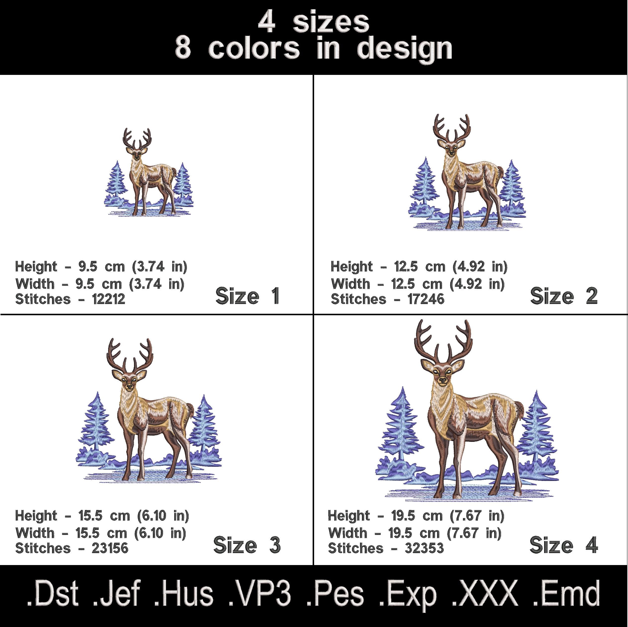 Winter landscape and Deer embroidery designs.