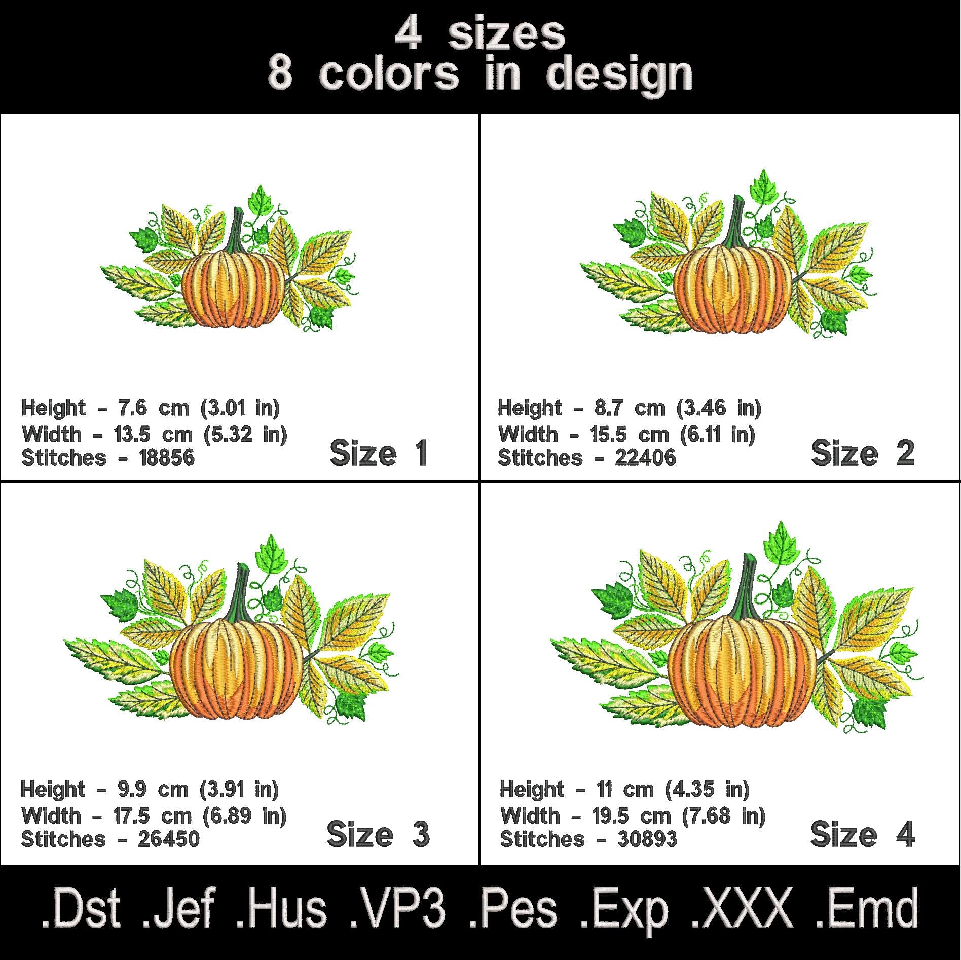 Autumn pumpkin embroidery designs.