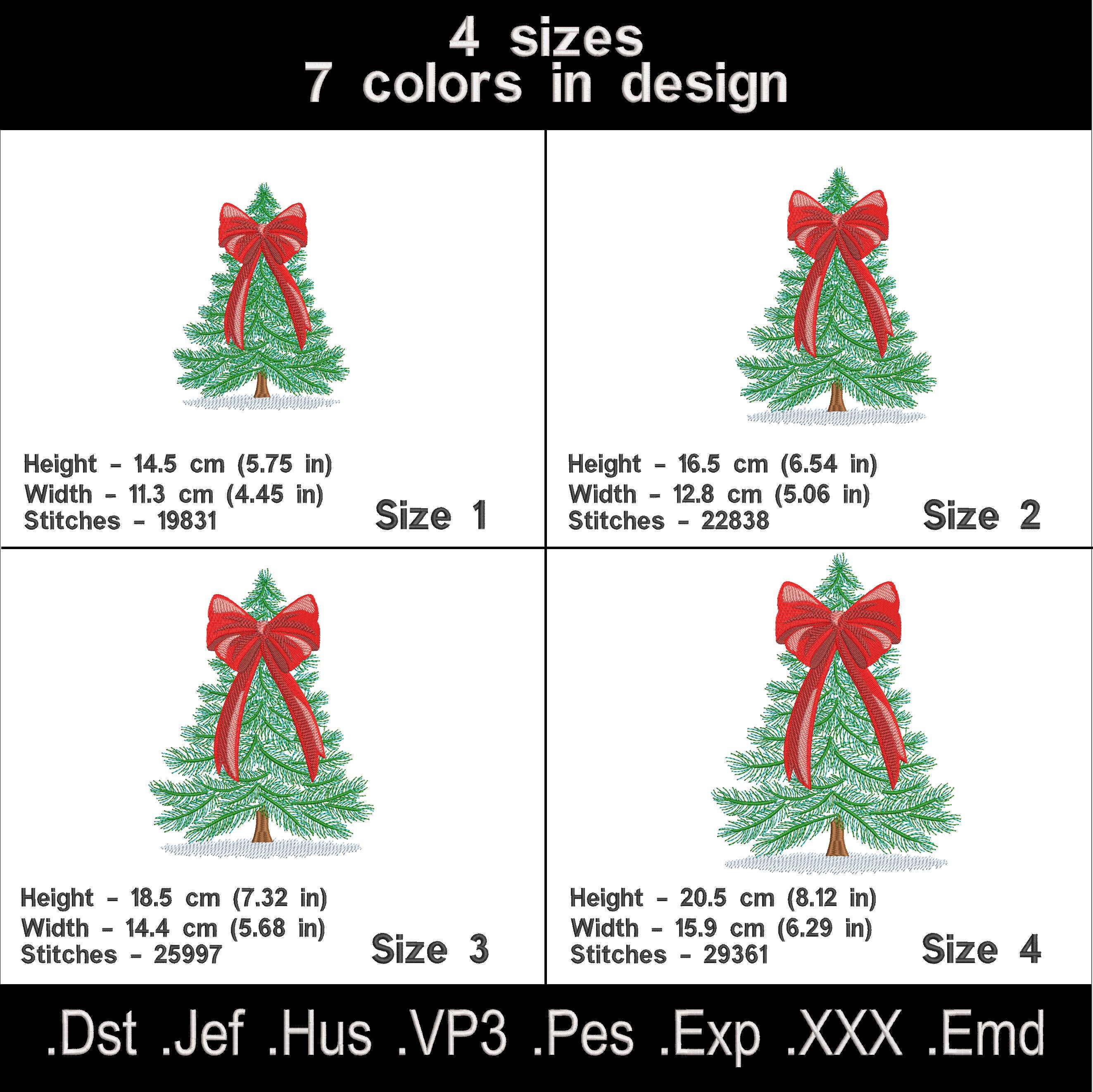 Christmas Tree Machine Embroidery Design – Two Variations, 4 Sizes Each. (Copy)