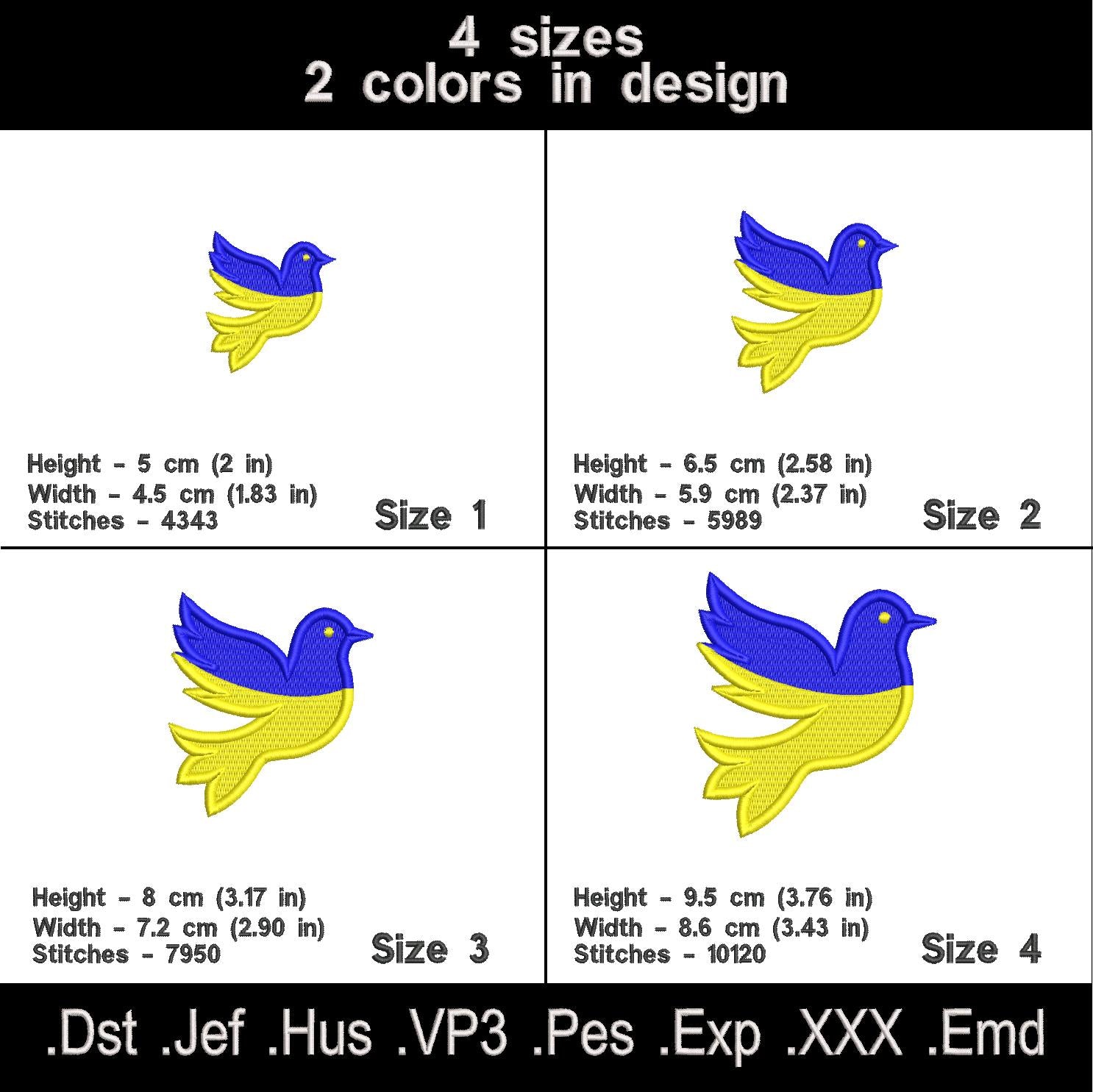 Ukrainian Flag DoveEmbroidery Design