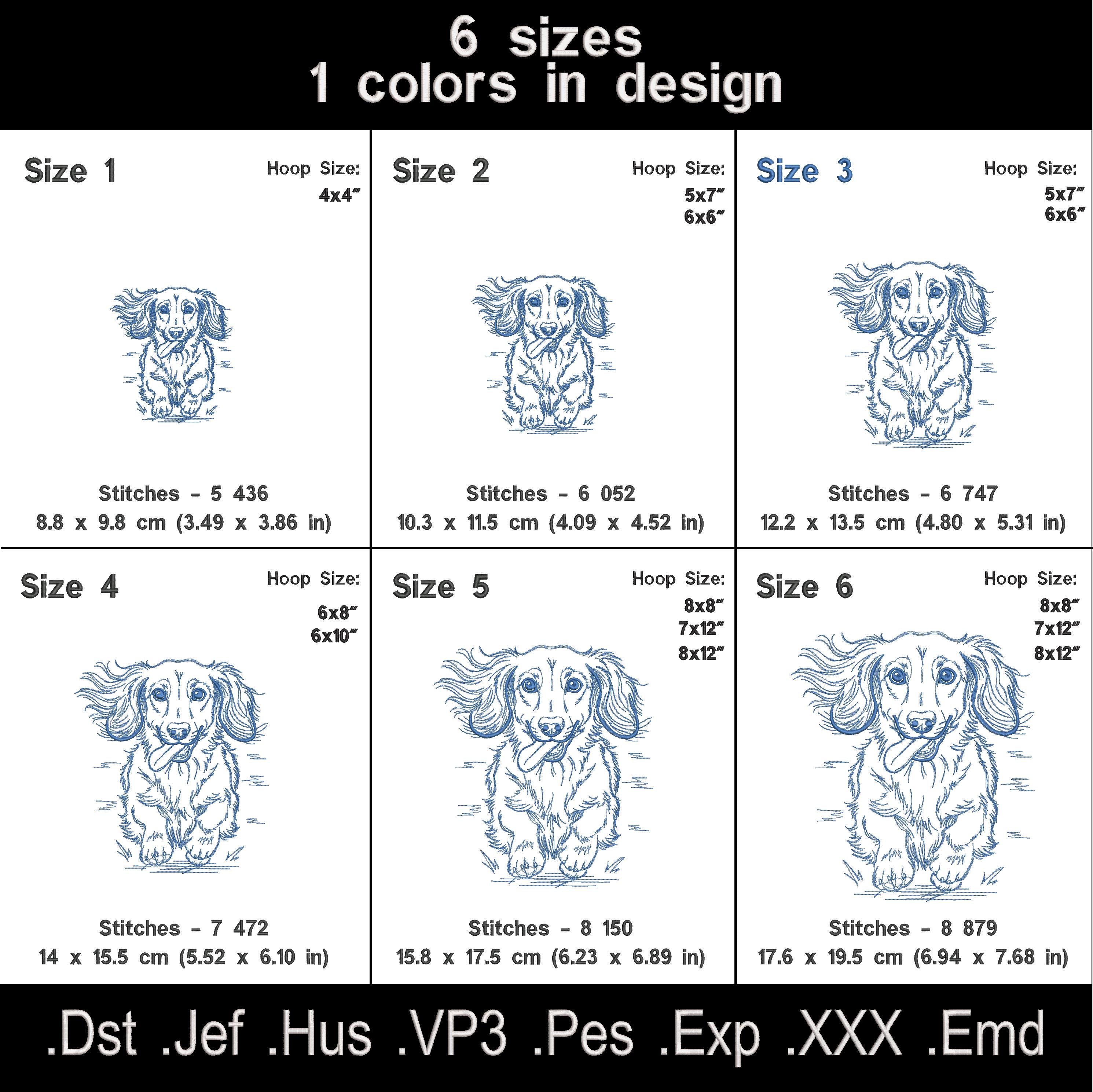 Dachshund Running Line Art Embroidery Design