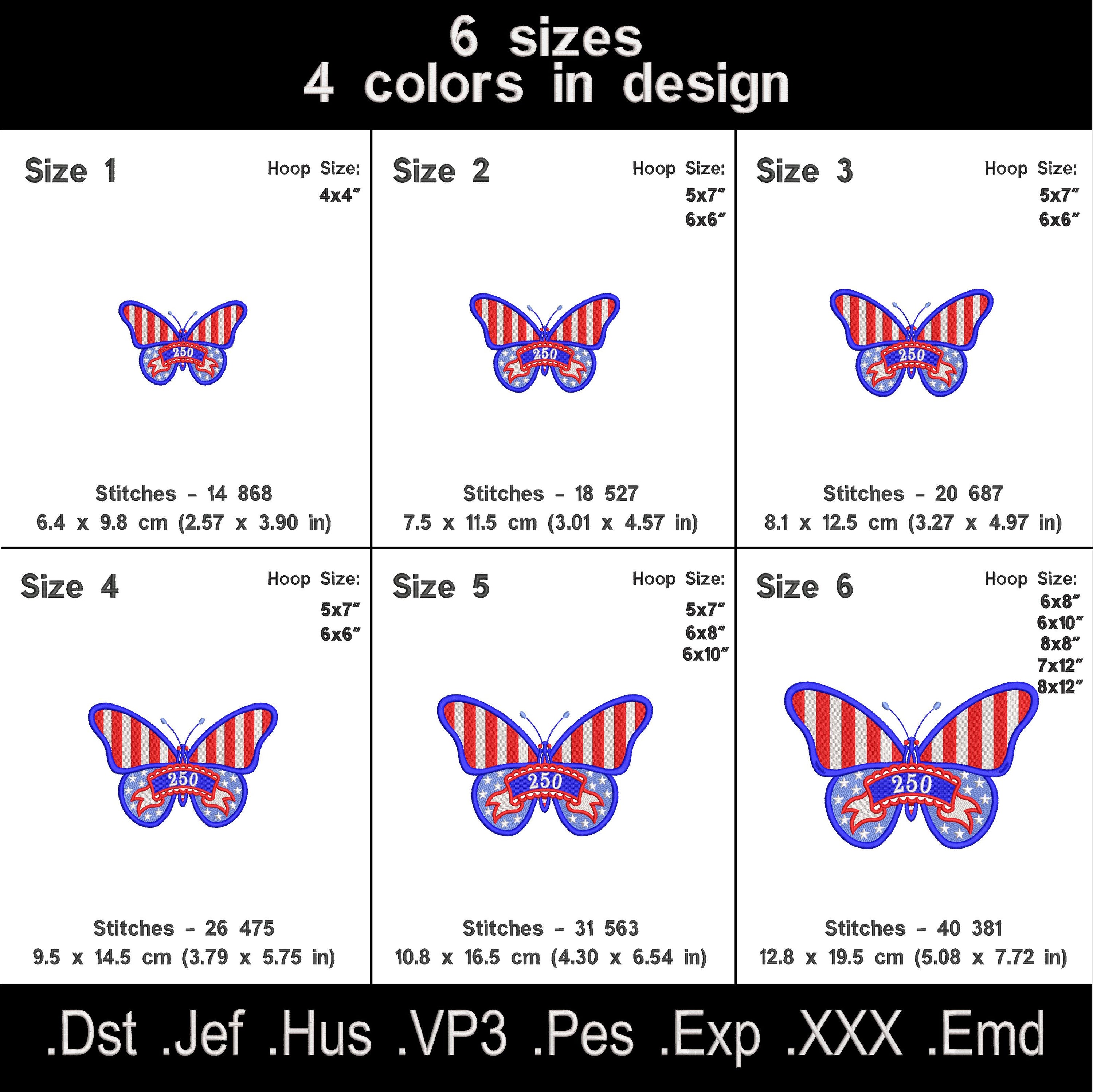 Patriotic Butterfly Embroidery Design