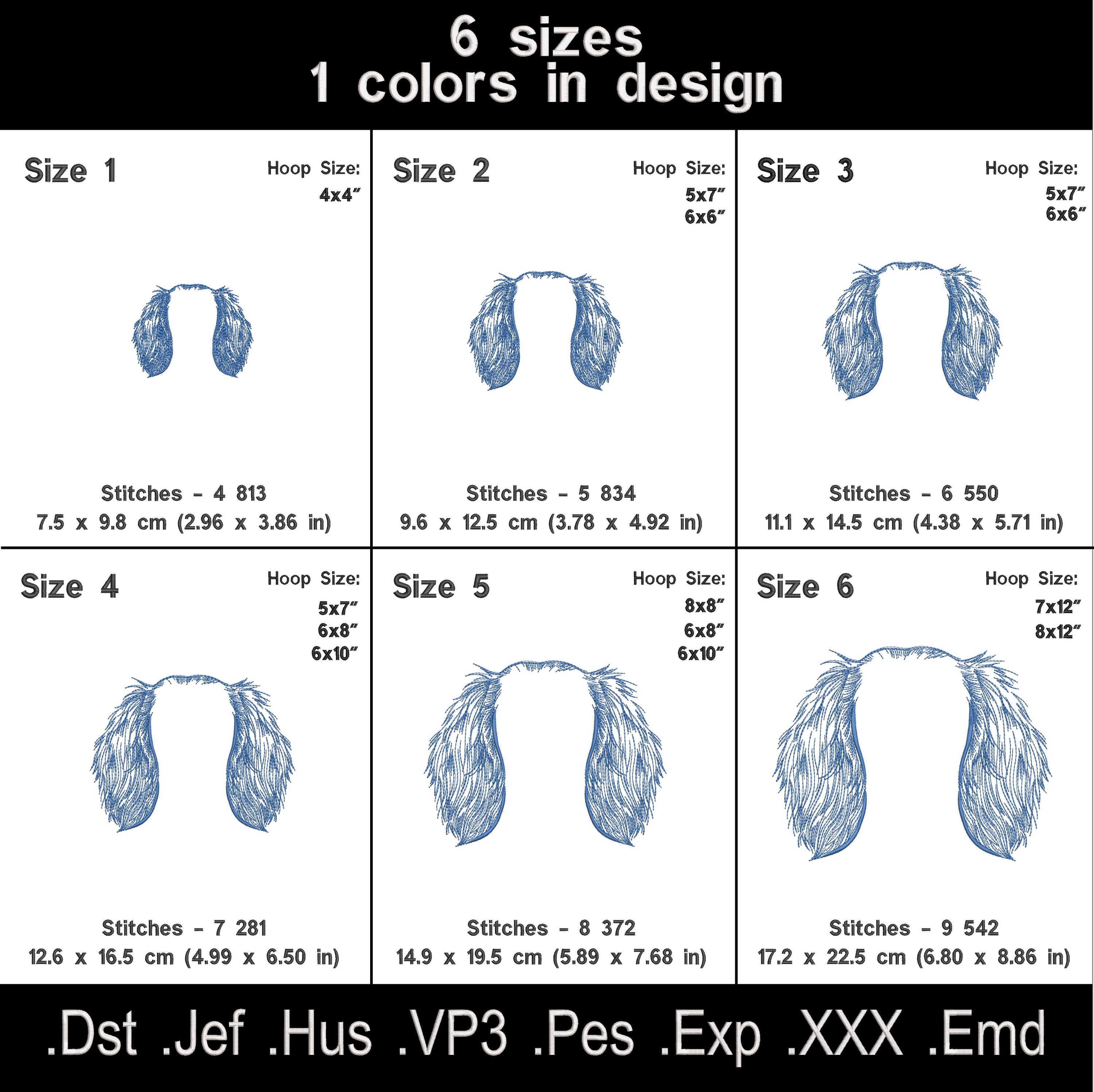 Dachshund Ears Line Art Embroidery Design