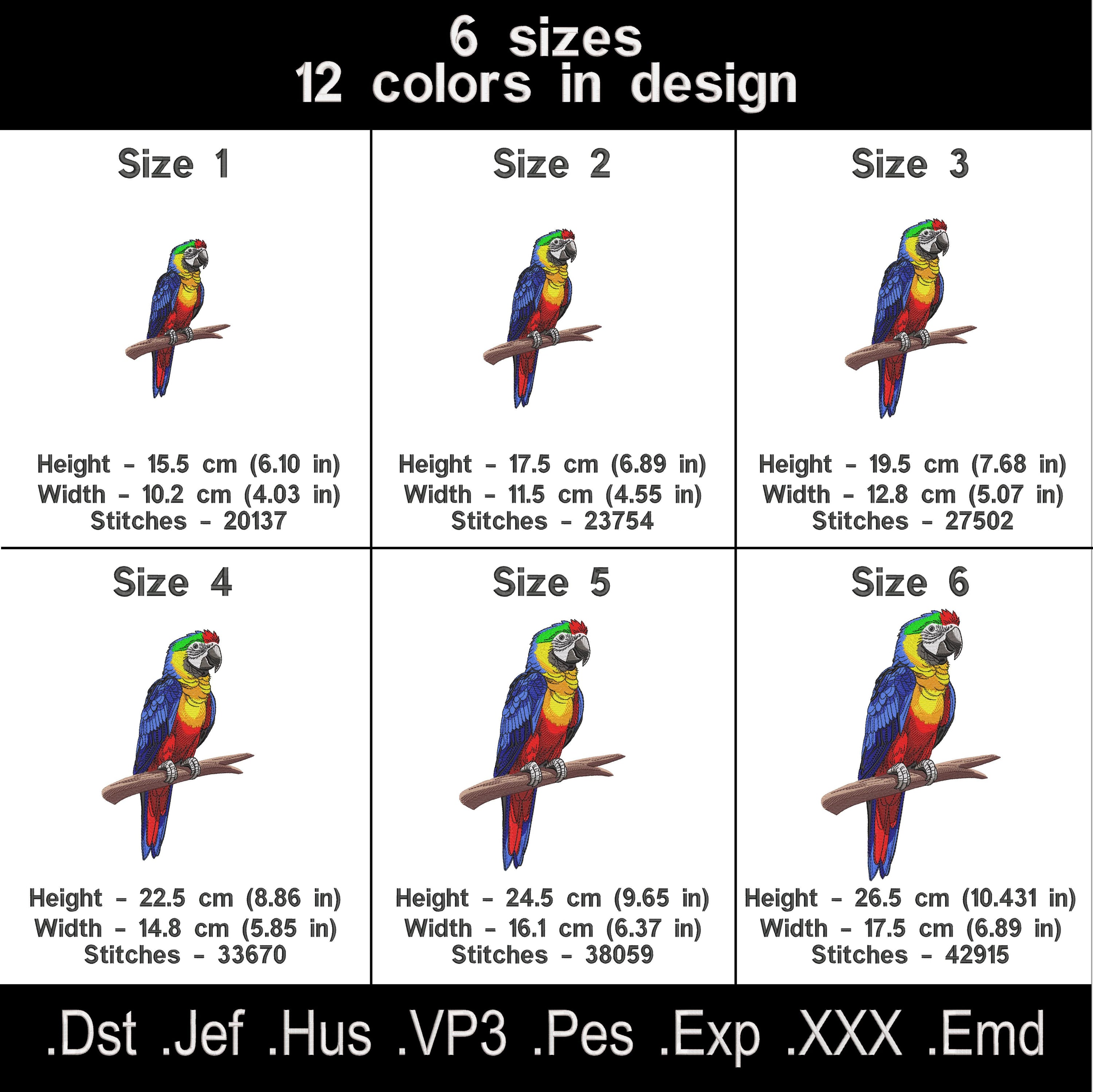 Parrot Design for Embroidery Machines