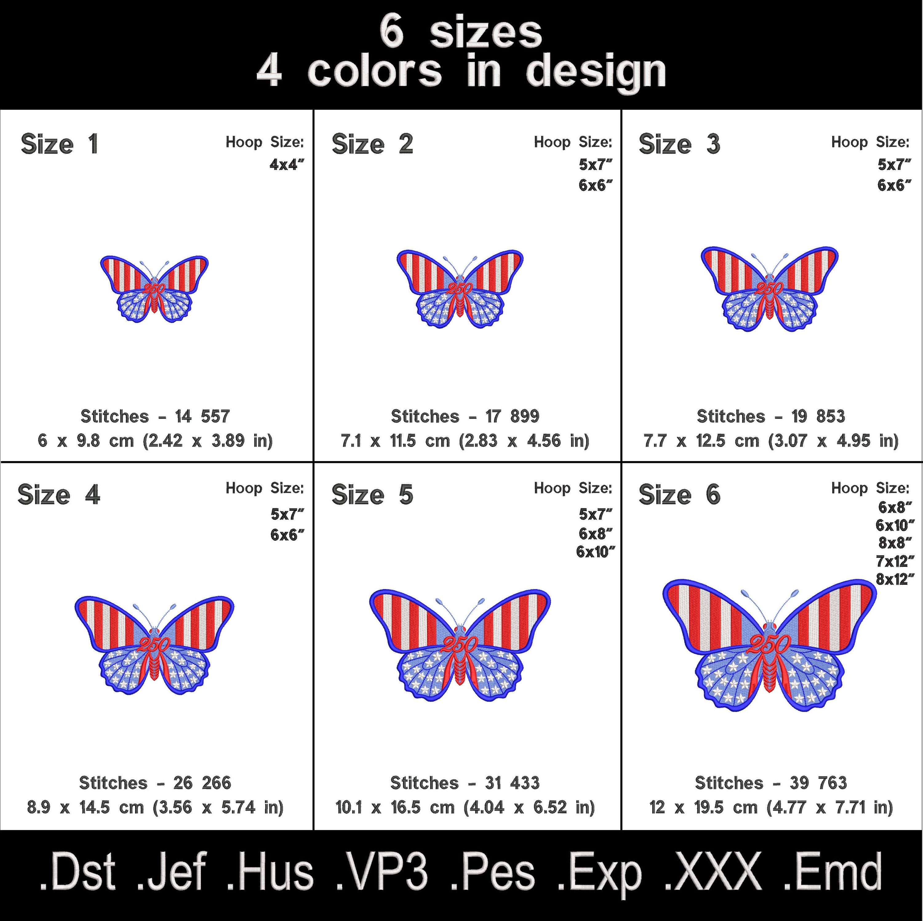 Patriotic Butterfly Embroidery Design