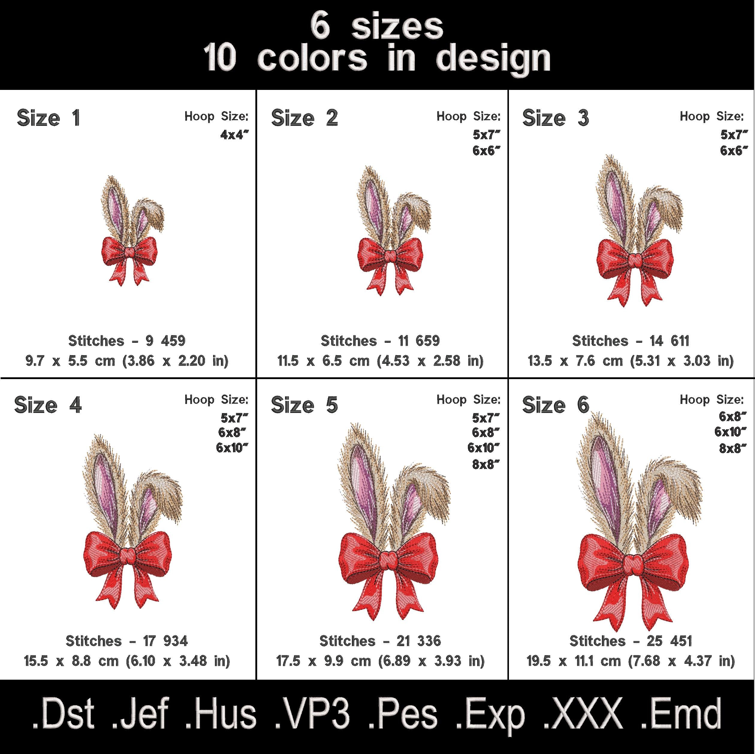 Bunny Ears With Red Bow Embroidery File