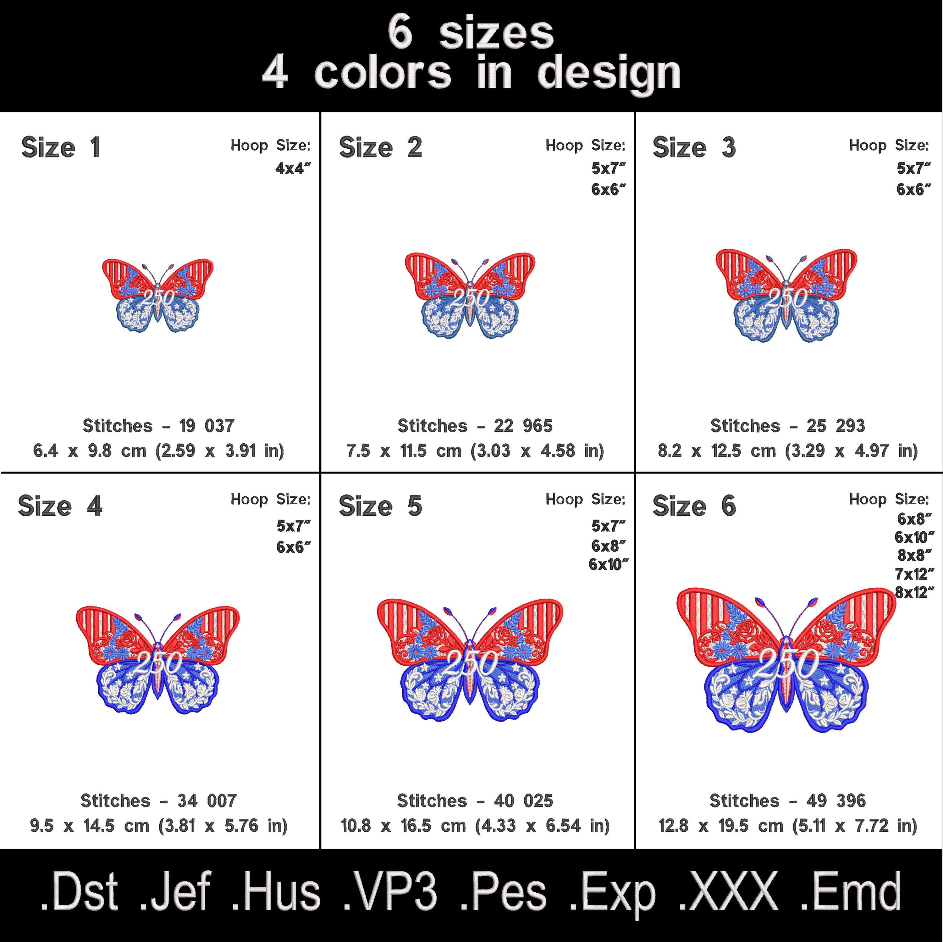 Patriotic Butterfly Embroidery Design Set